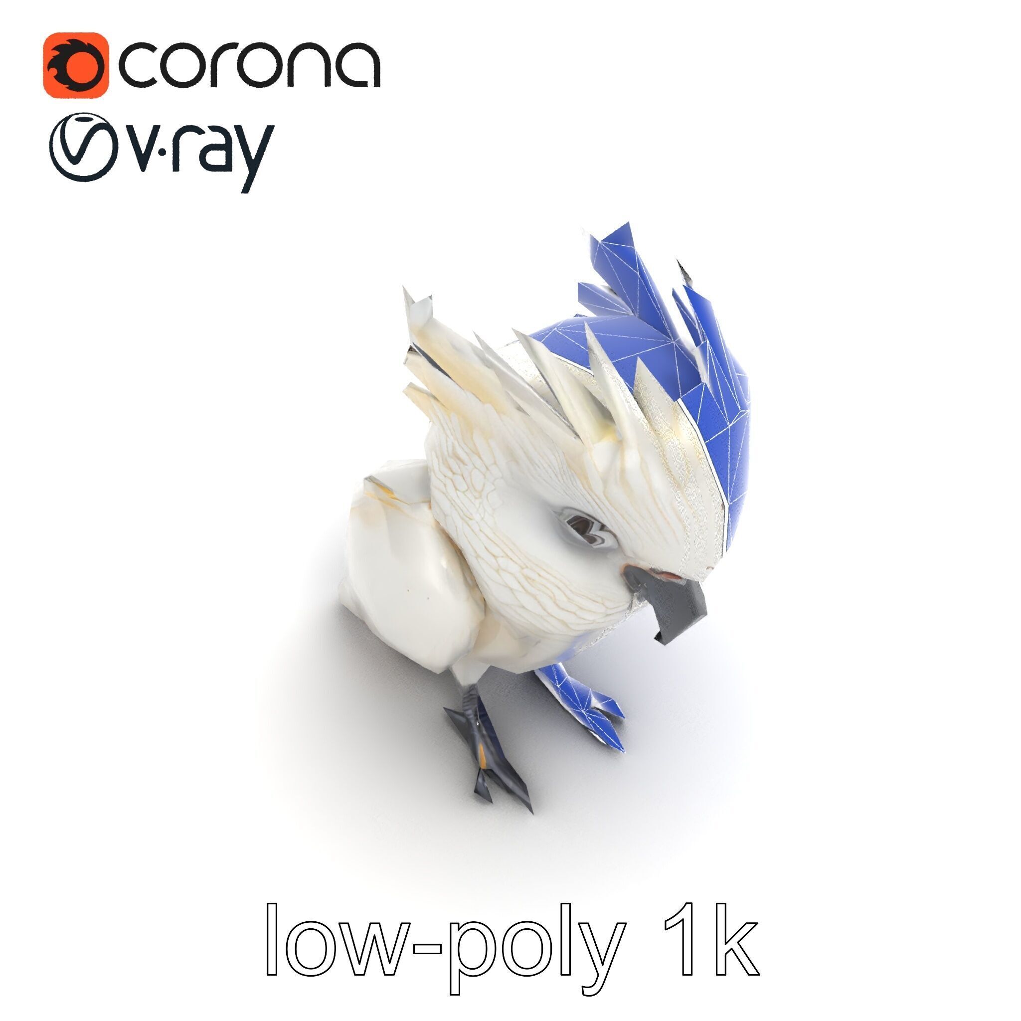 Cockatoo Bird Realistic Feather Details model pack Low-poly 3D model_27