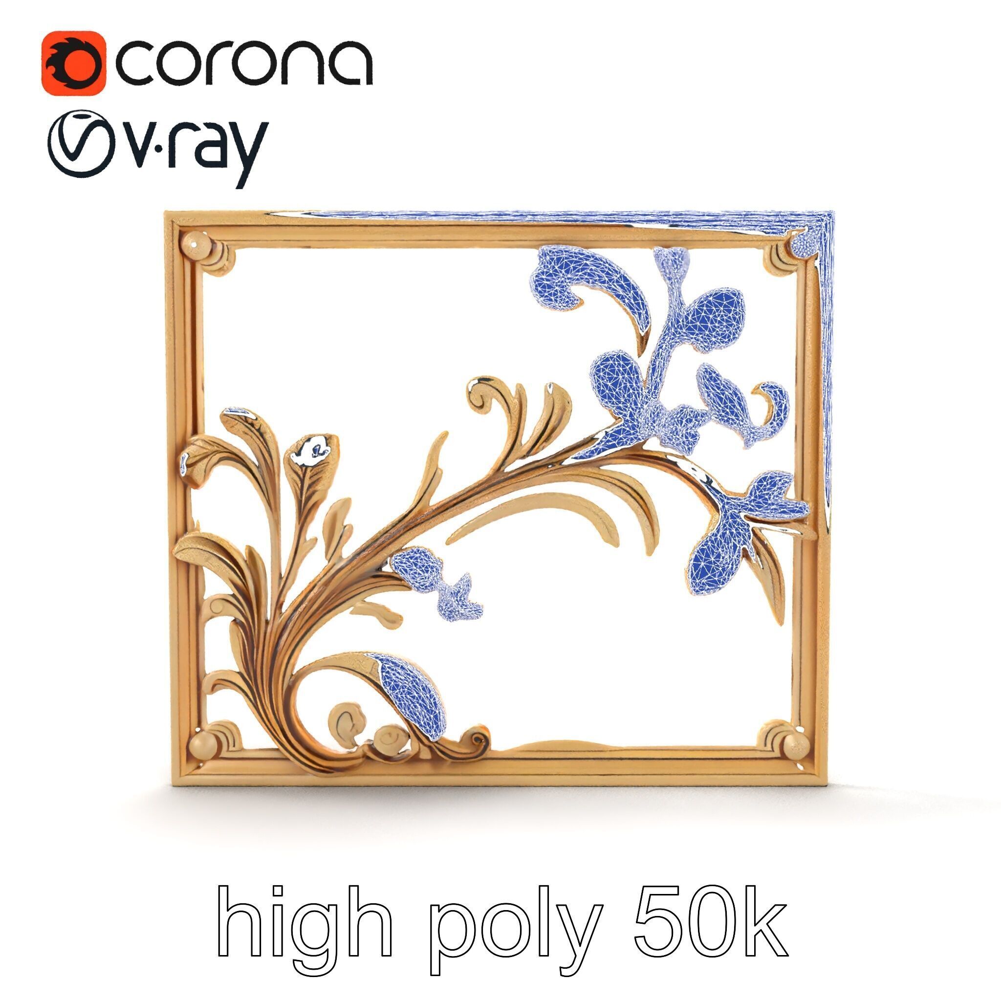 Art Nouveau Botanical Wall Panel model pack Low-poly 3D model_28