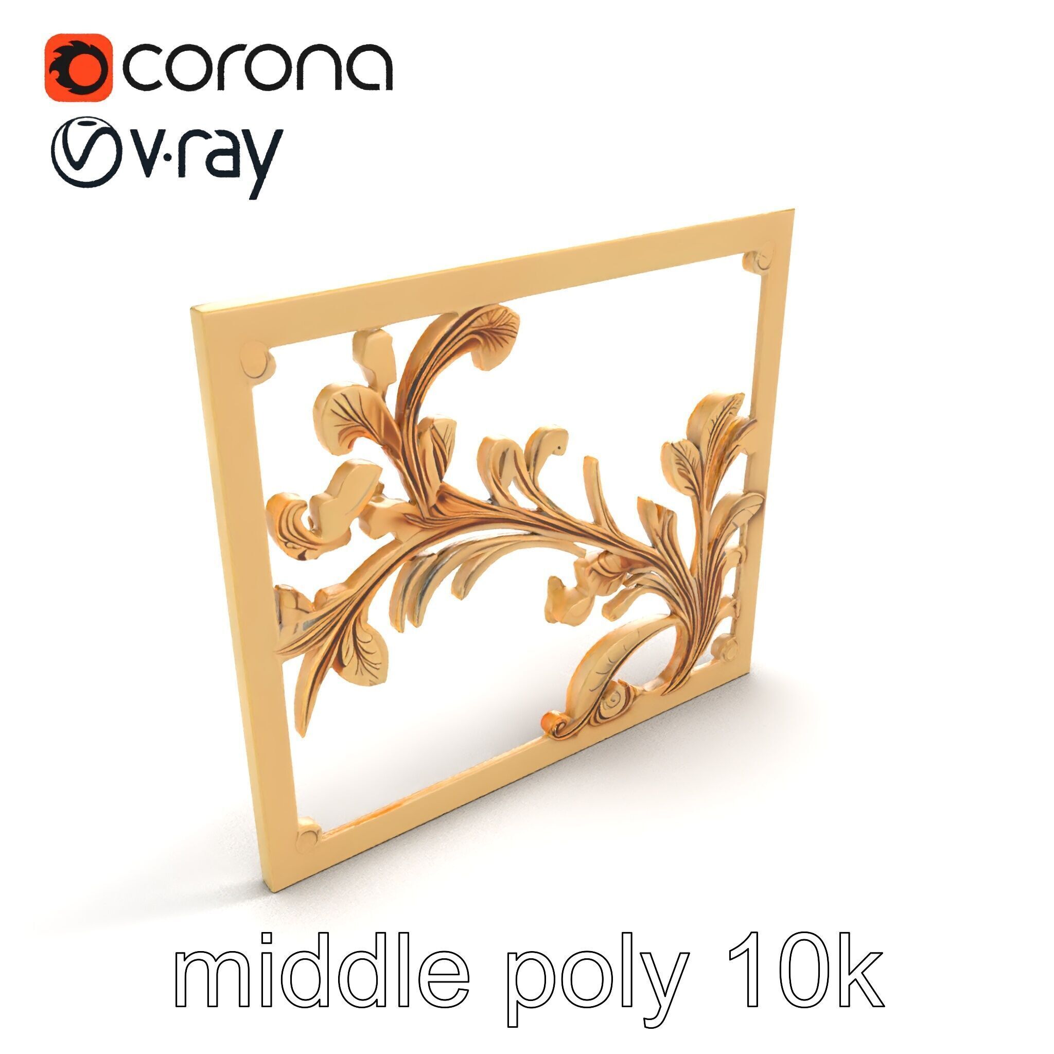 Art Nouveau Botanical Wall Panel model pack Low-poly 3D model_8