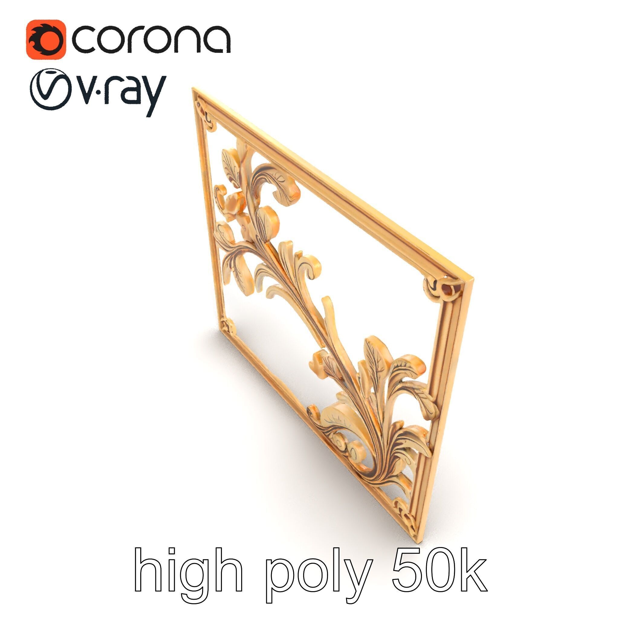 Art Nouveau Botanical Wall Panel model pack Low-poly 3D model_31