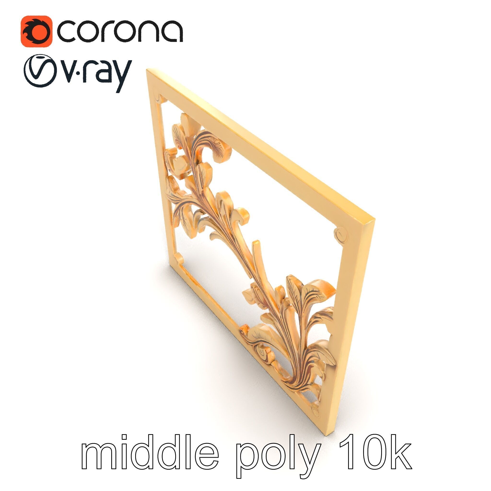 Art Nouveau Botanical Wall Panel model pack Low-poly 3D model_32