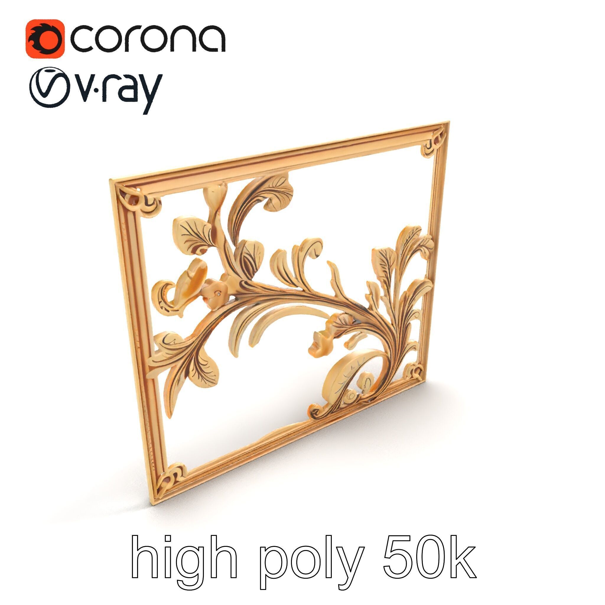 Art Nouveau Botanical Wall Panel model pack Low-poly 3D model_16
