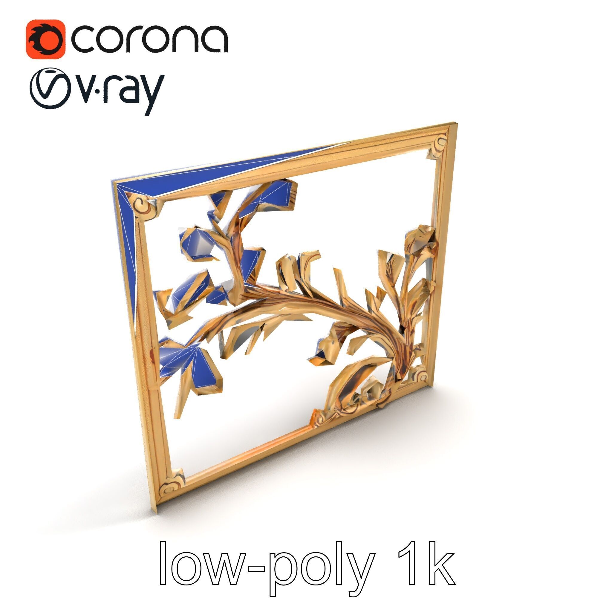 Art Nouveau Botanical Wall Panel model pack Low-poly 3D model_29