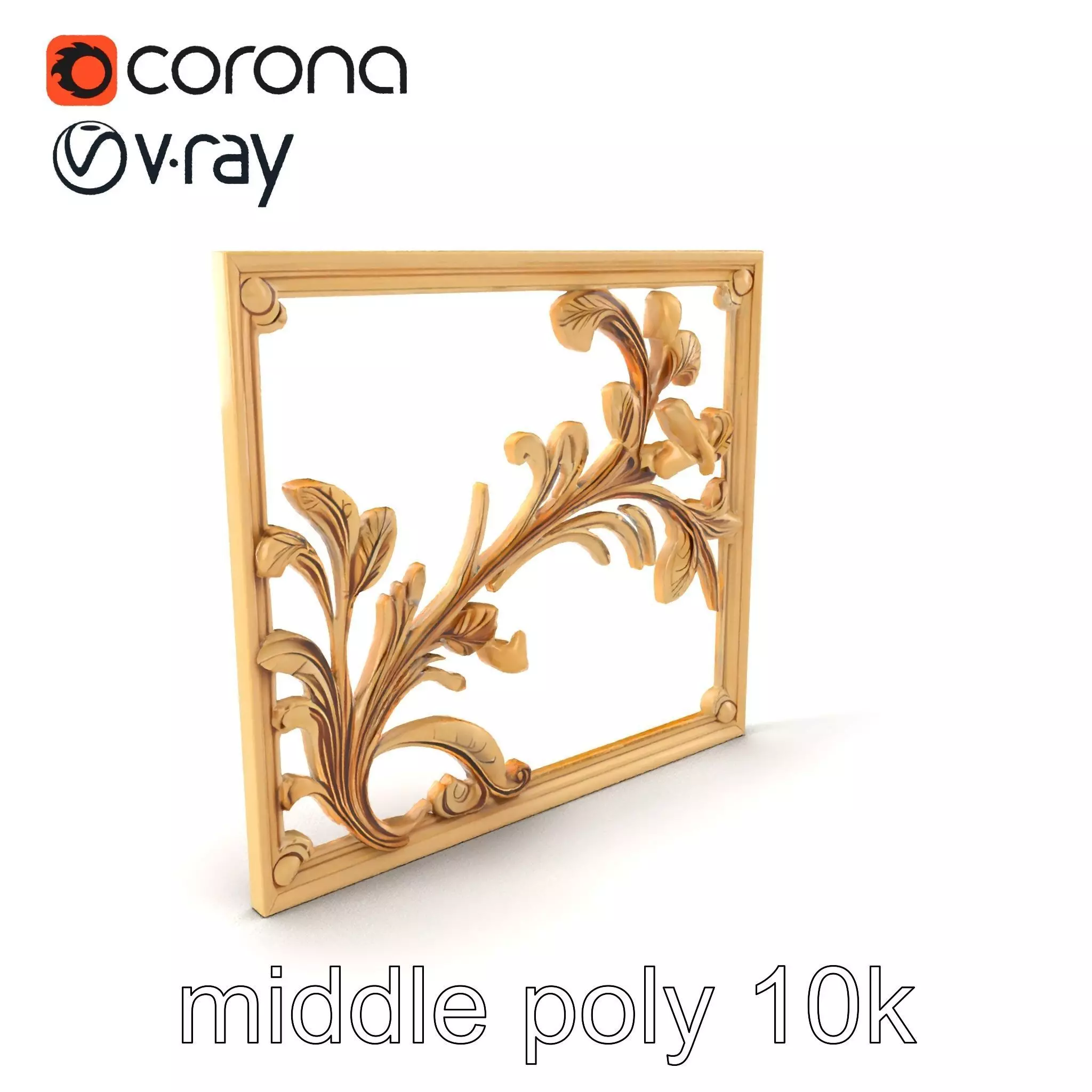 Art Nouveau Botanical Wall Panel model pack Low-poly 3D model_0