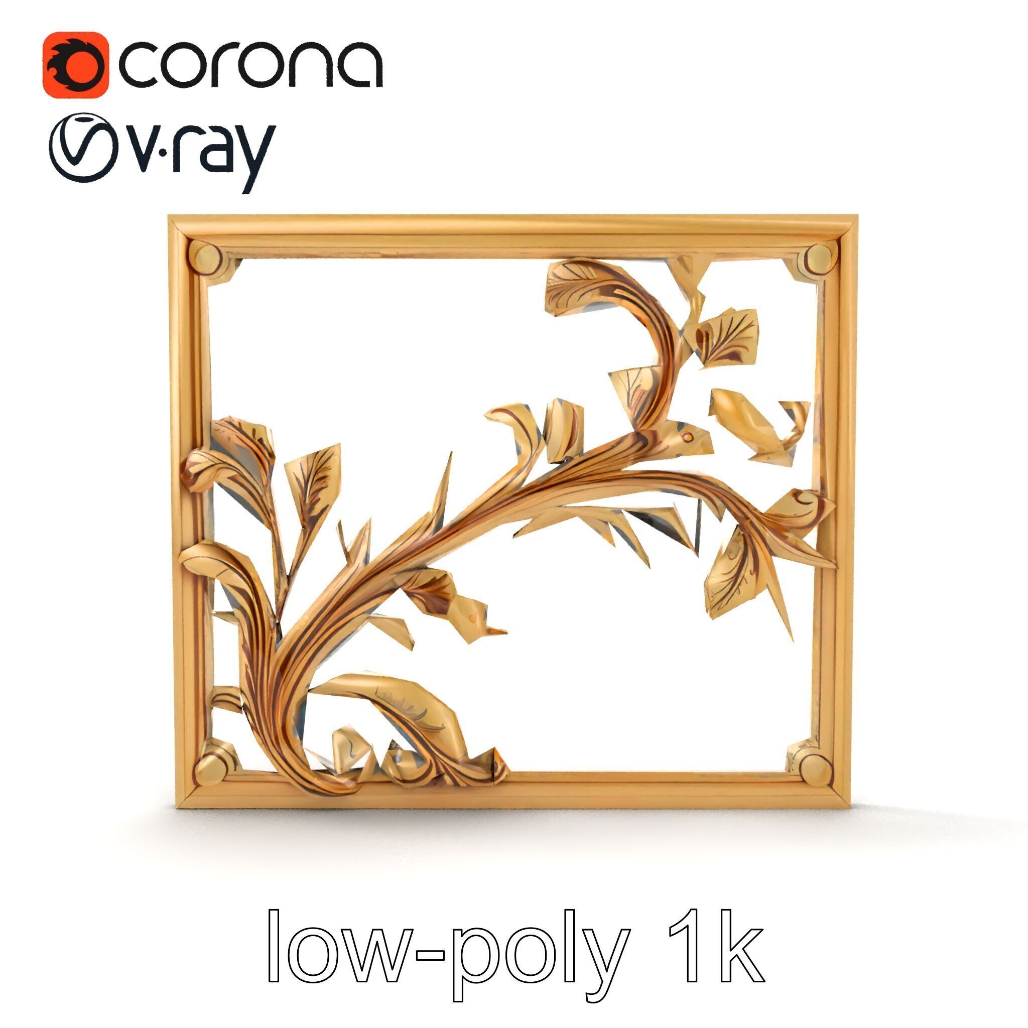 Art Nouveau Botanical Wall Panel model pack Low-poly 3D model_24