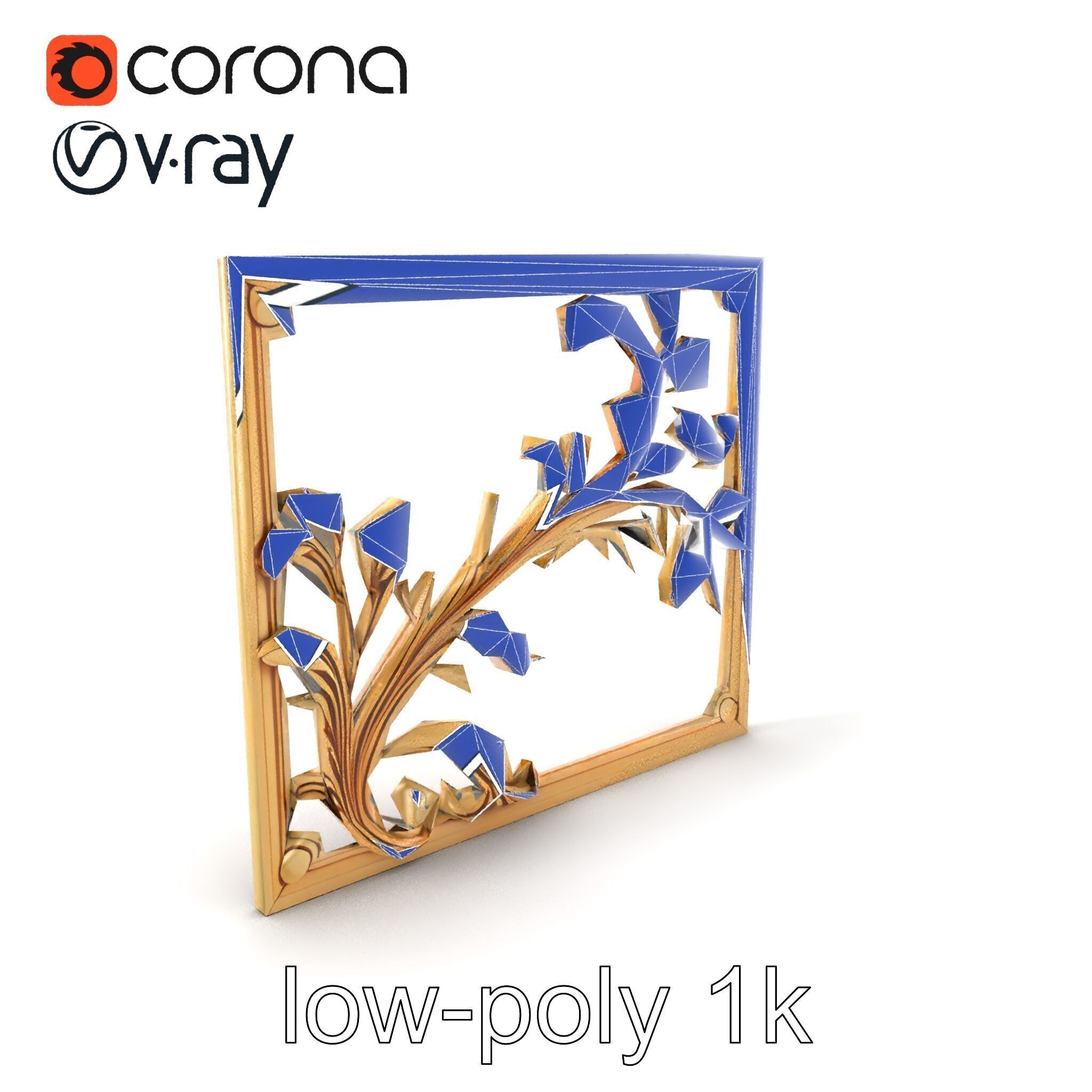 Art Nouveau Botanical Wall Panel model pack Low-poly 3D model_7