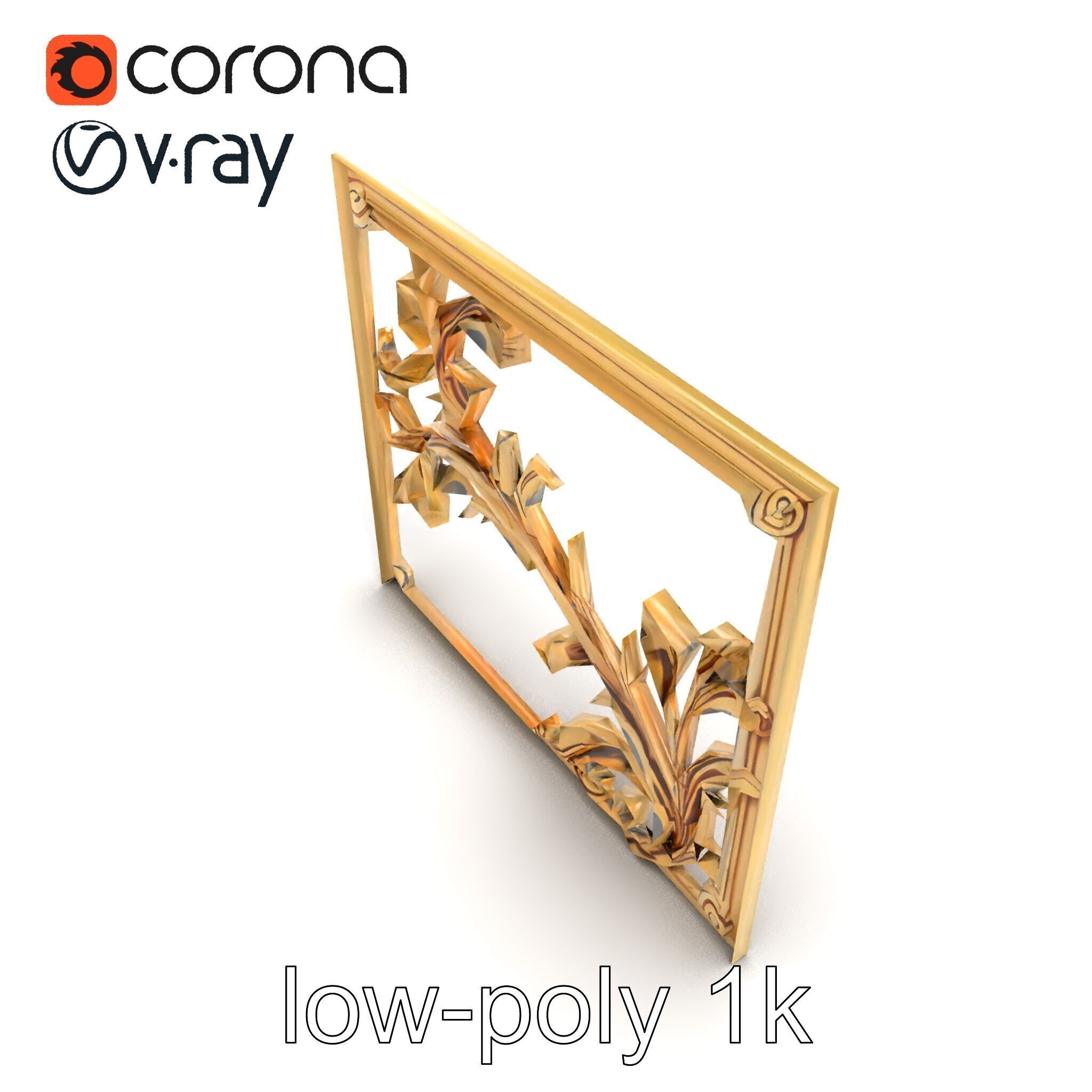Art Nouveau Botanical Wall Panel model pack Low-poly 3D model_30