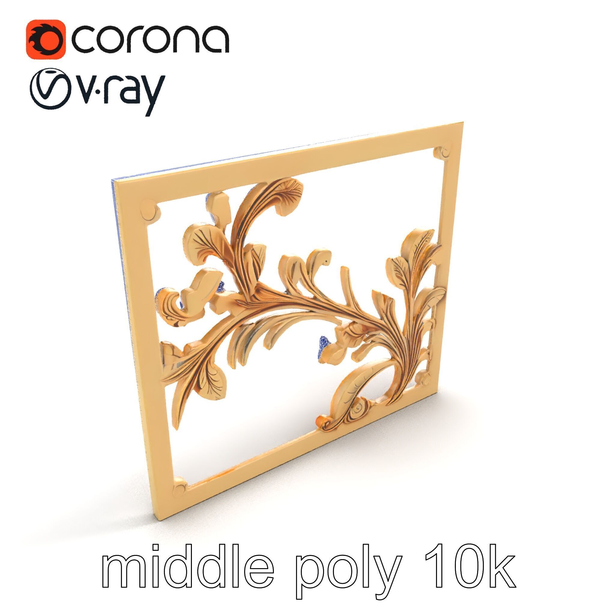 Art Nouveau Botanical Wall Panel model pack Low-poly 3D model_12