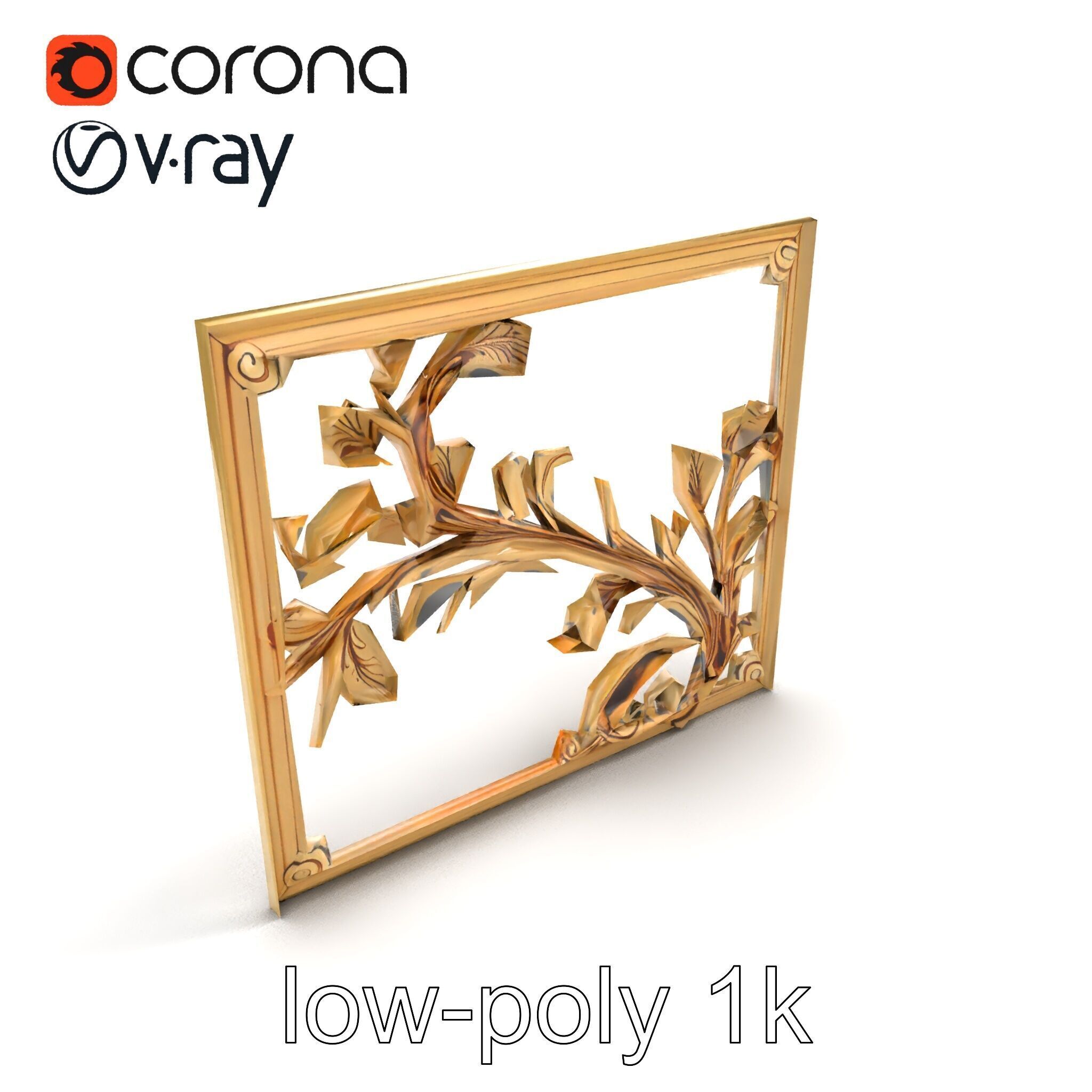 Art Nouveau Botanical Wall Panel model pack Low-poly 3D model_9