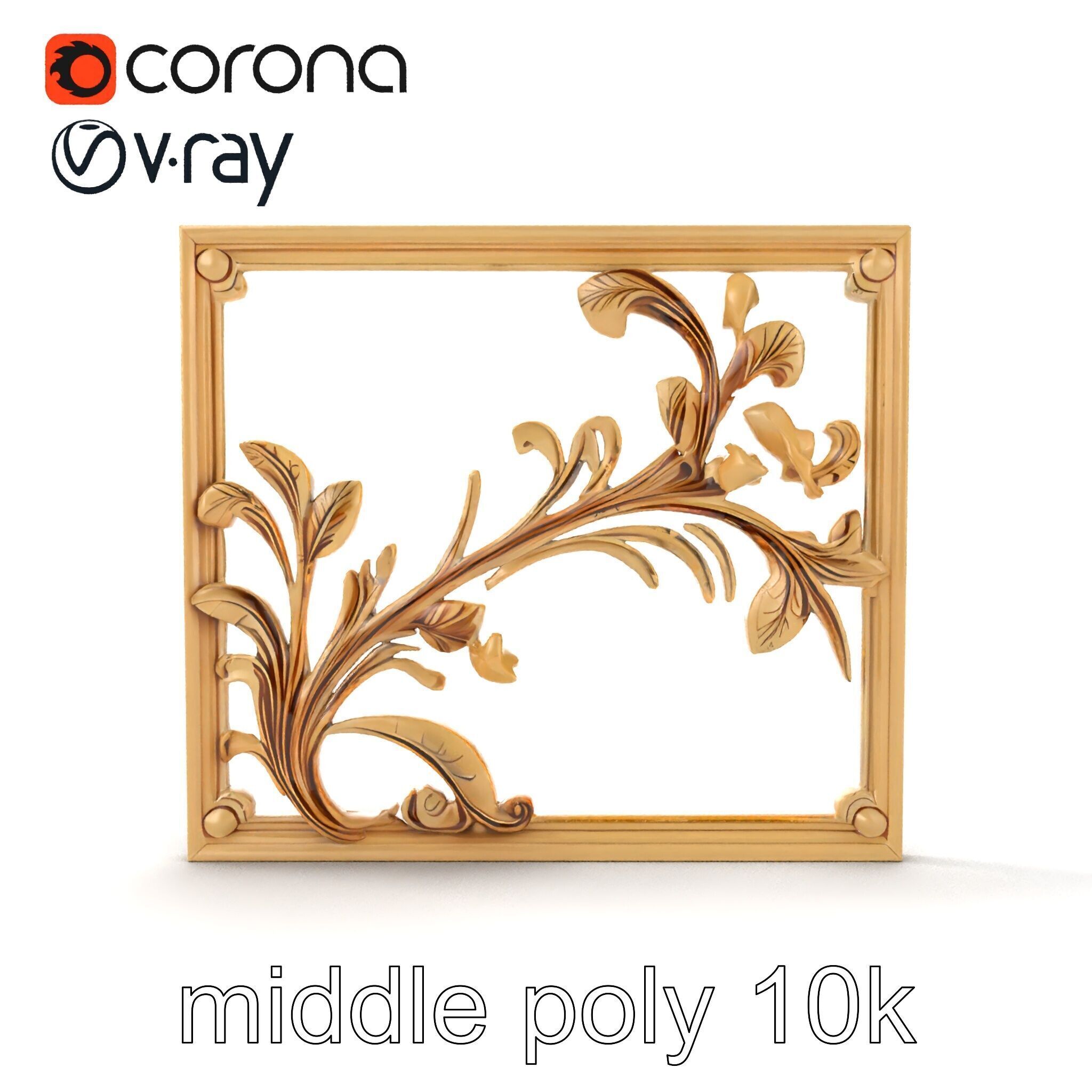 Art Nouveau Botanical Wall Panel model pack Low-poly 3D model_23