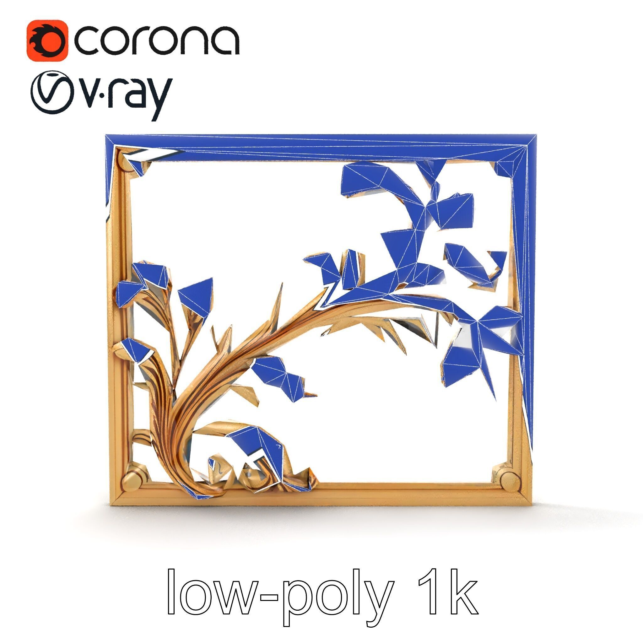 Art Nouveau Botanical Wall Panel model pack Low-poly 3D model_25