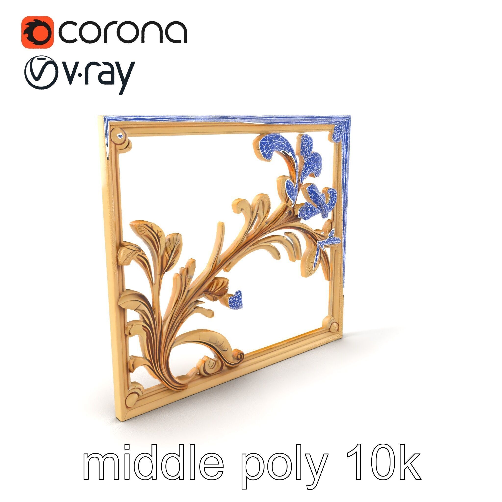 Art Nouveau Botanical Wall Panel model pack Low-poly 3D model_6