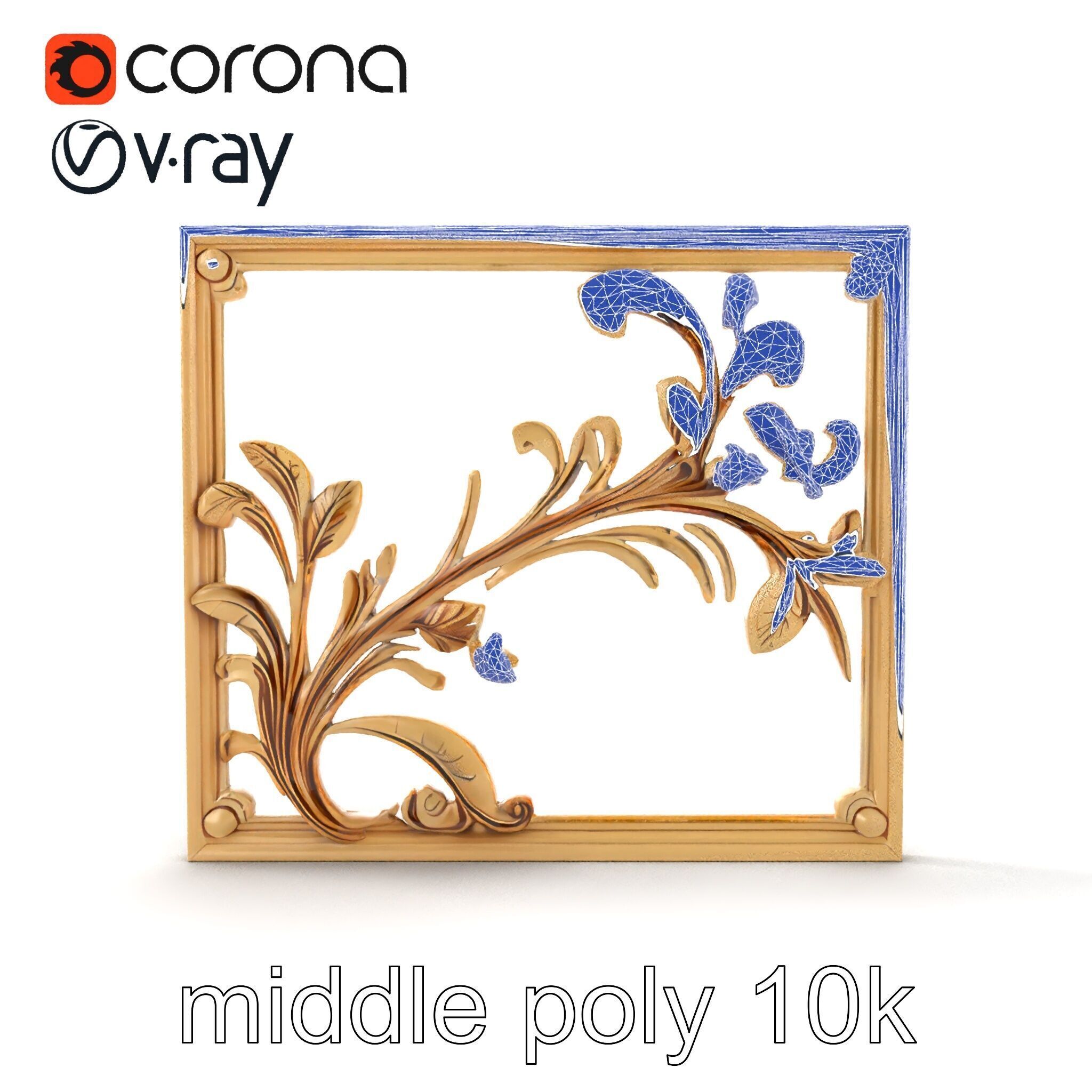 Art Nouveau Botanical Wall Panel model pack Low-poly 3D model_19