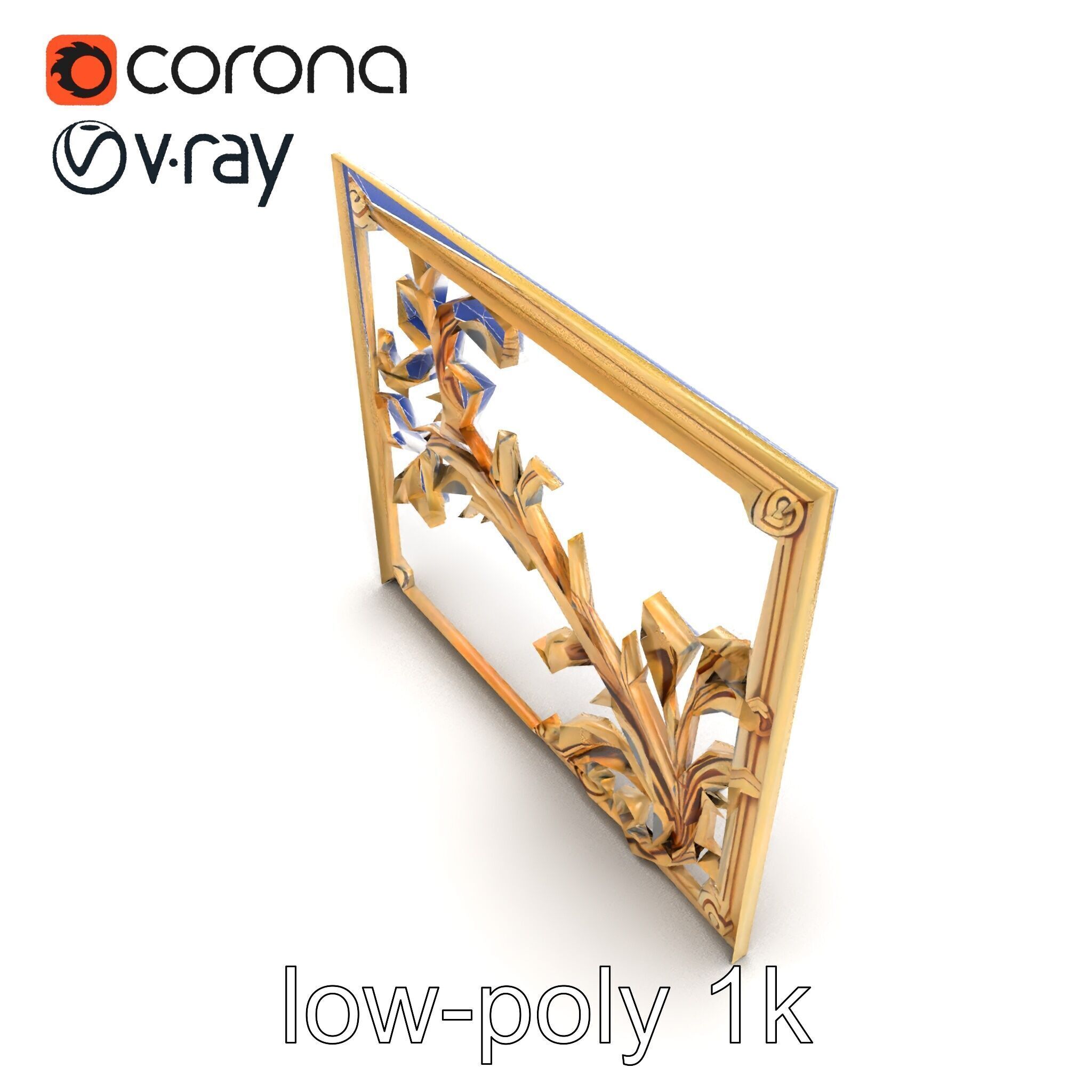 Art Nouveau Botanical Wall Panel model pack Low-poly 3D model_14