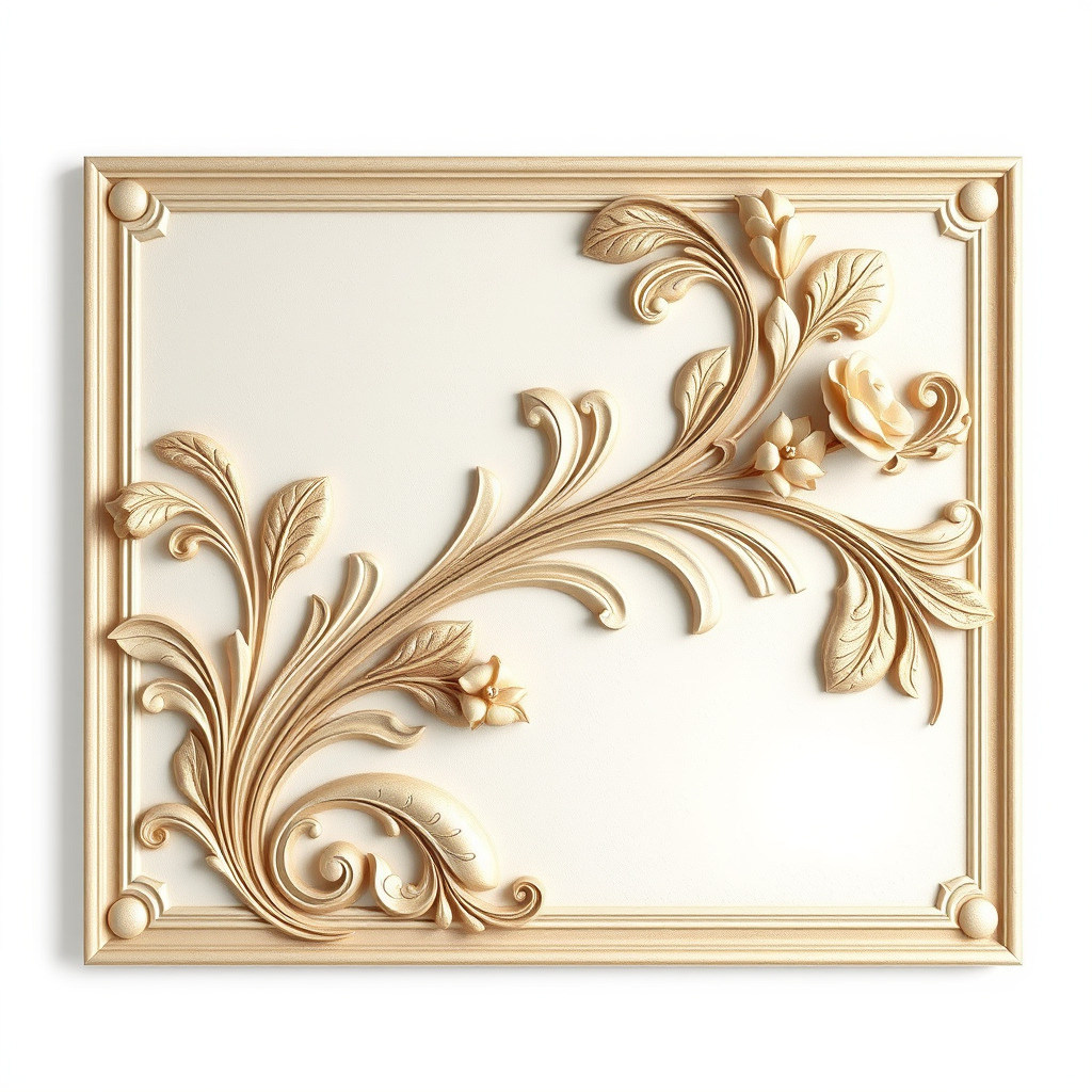 Art Nouveau Botanical Wall Panel model pack Low-poly 3D model_4