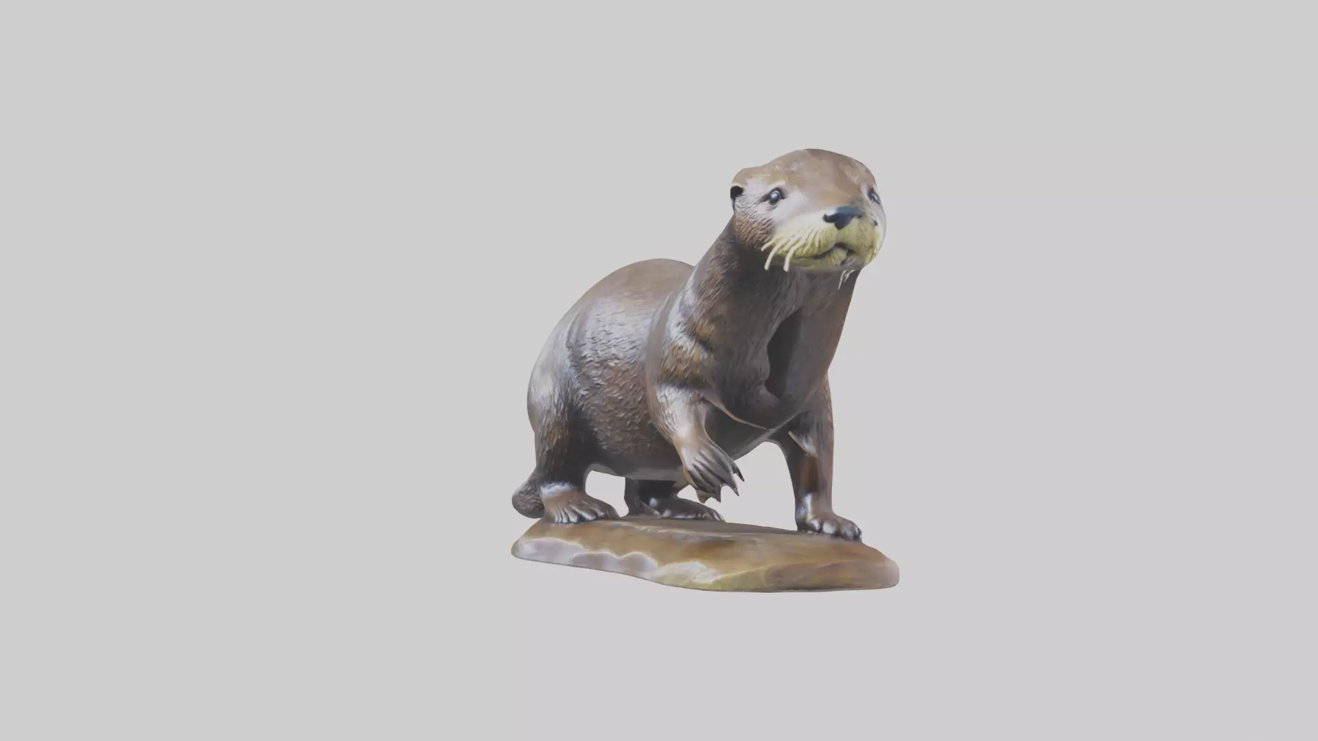River Otter statue model Low-poly 3D model_0