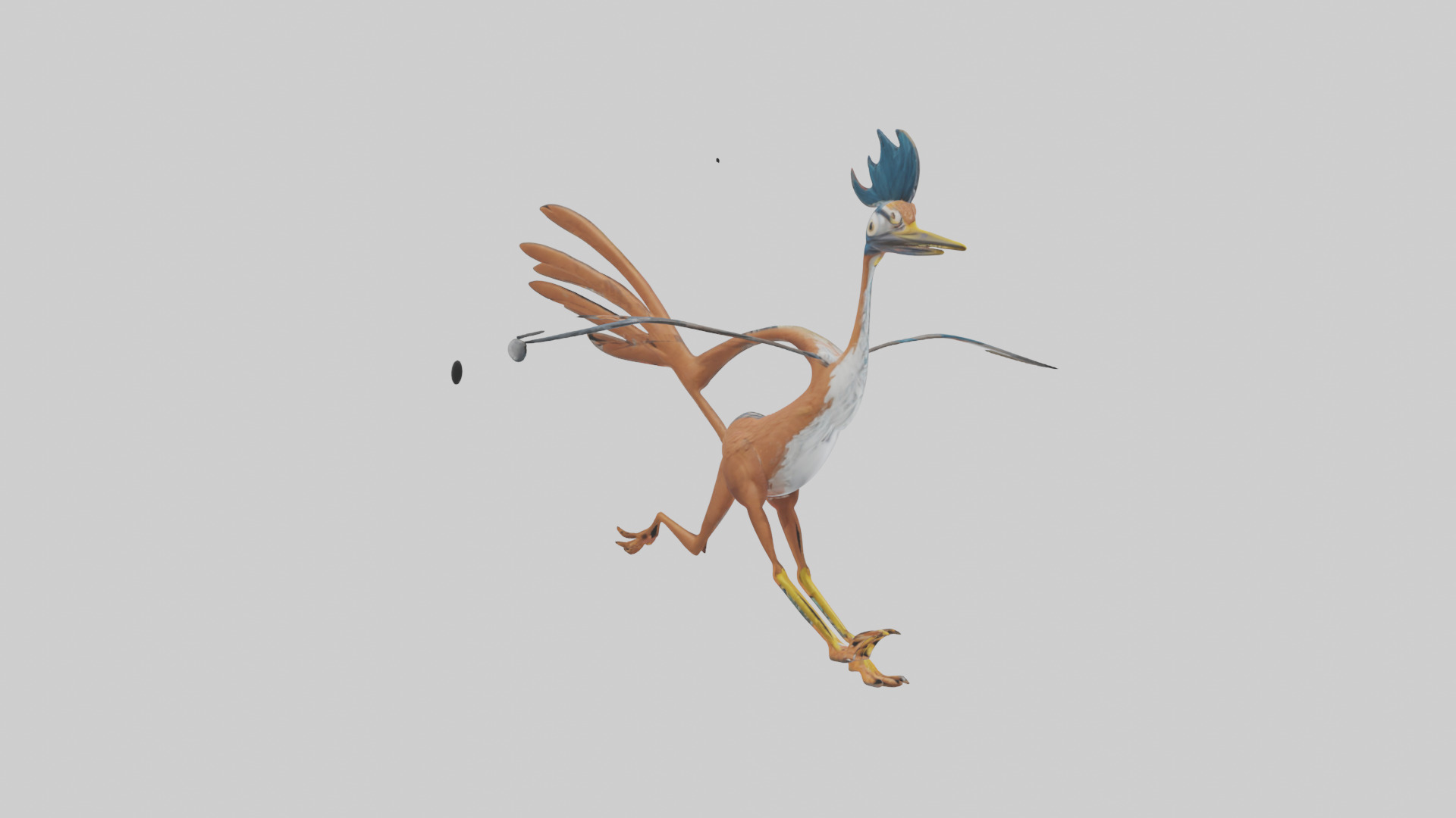 Roadrunner running model Low-poly 3D model_1