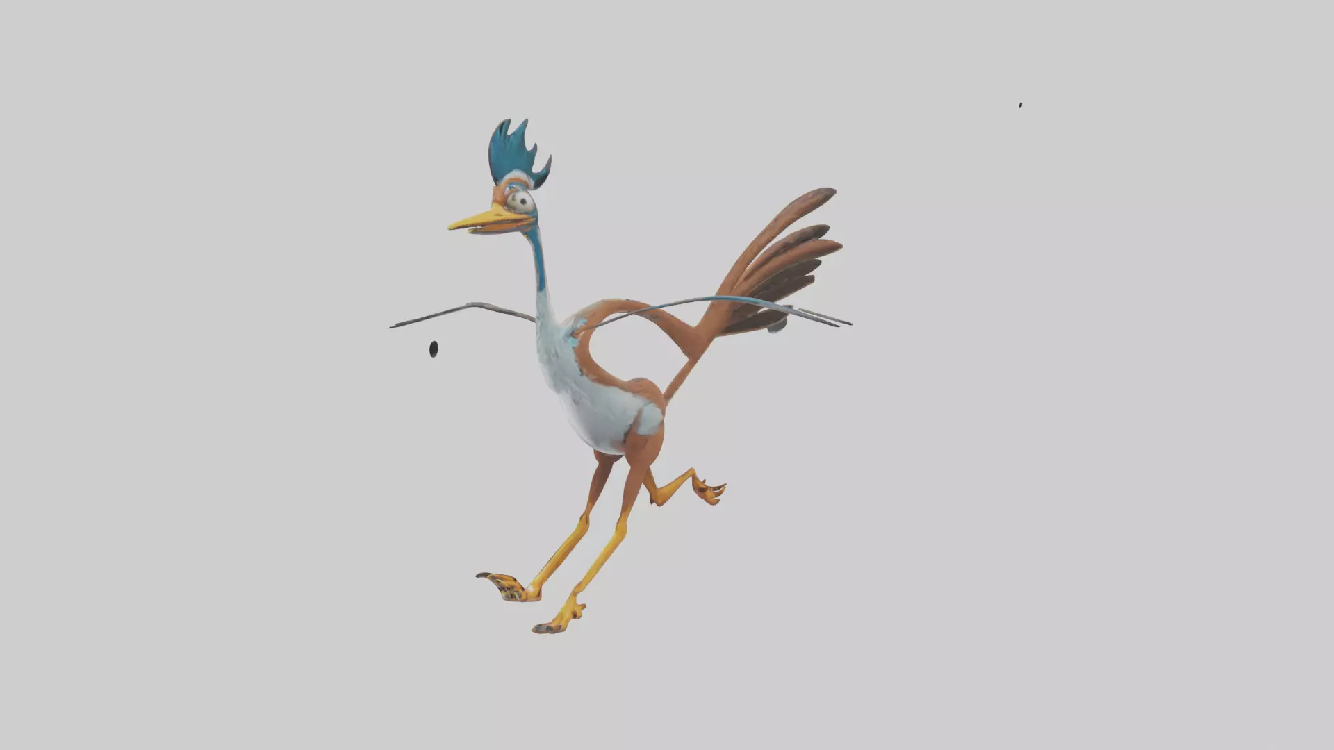 Roadrunner running model Low-poly 3D model_0