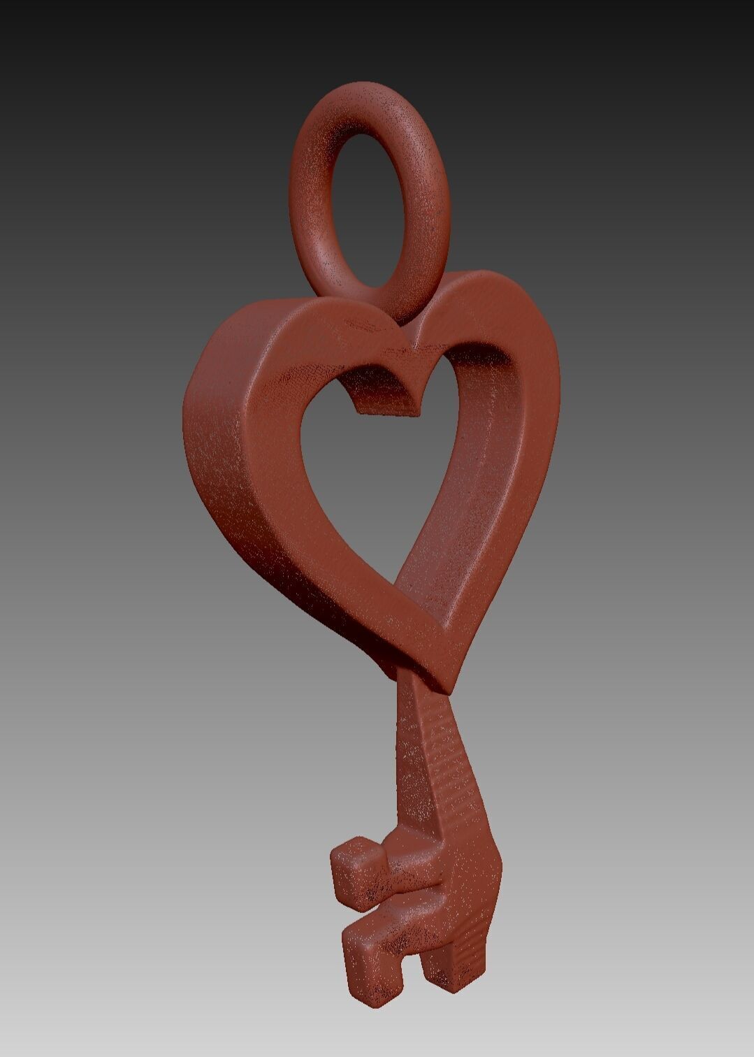 Heart end Key Keychain 3D print model_3