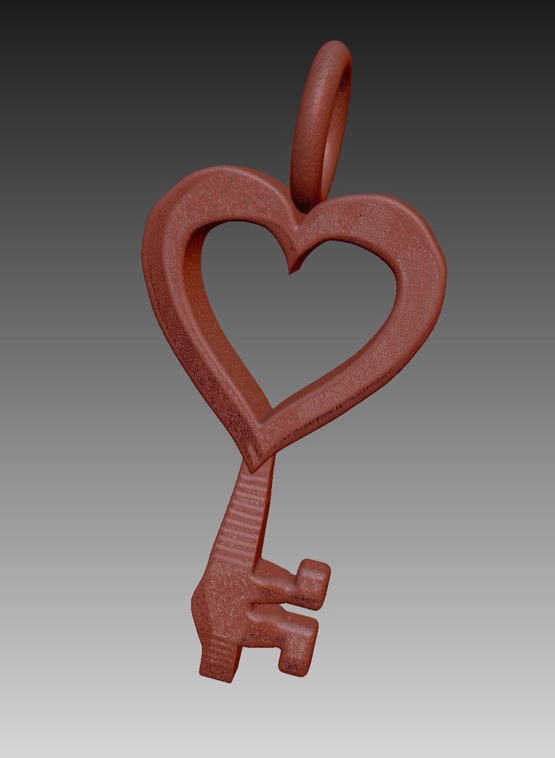 Heart end Key Keychain 3D print model_4