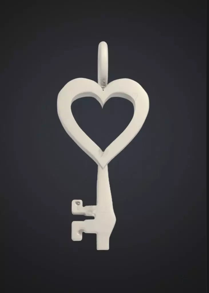 Heart end Key Keychain 3D print model_0