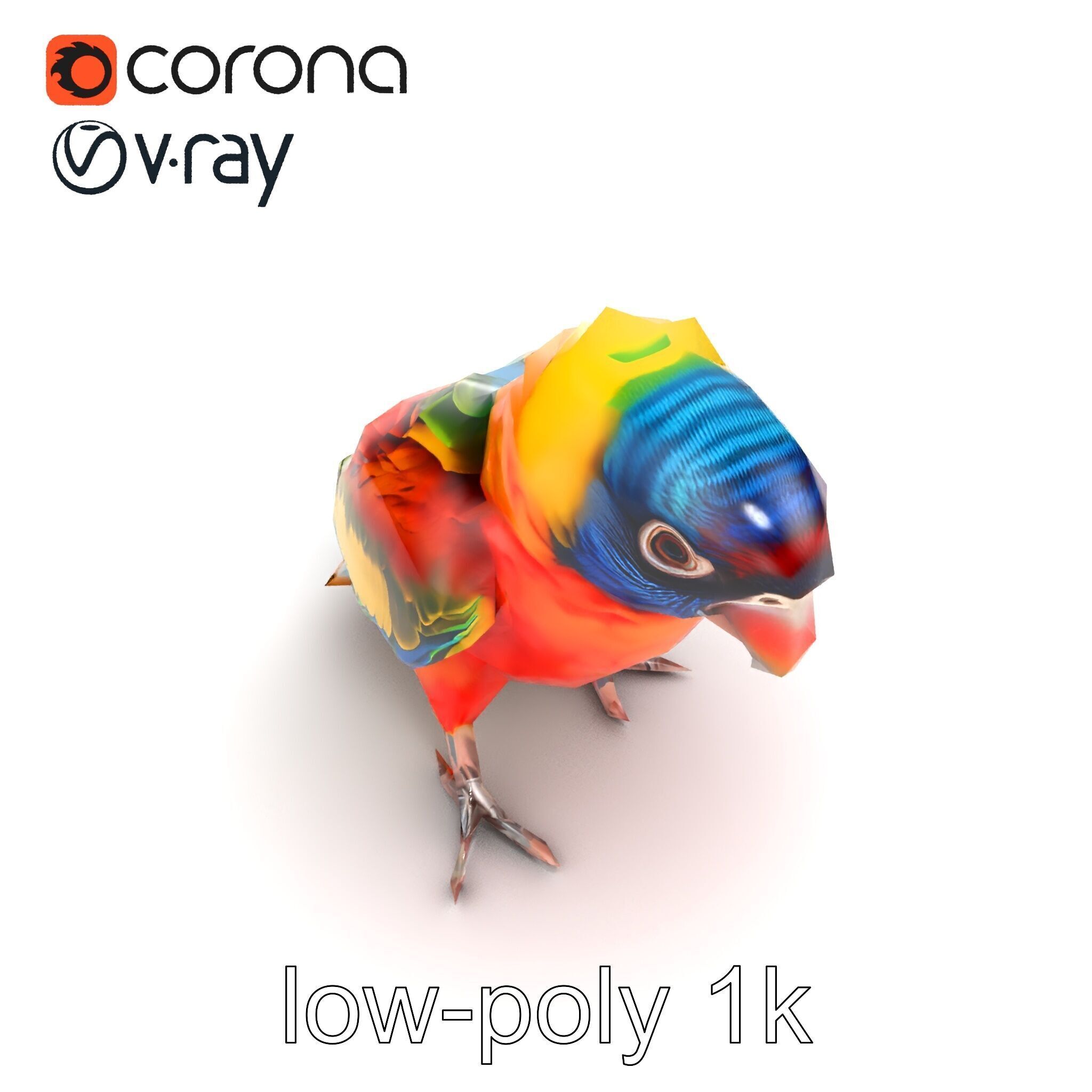 Vibrant Lory Parrot Sculptural model pack Low-poly 3D model_14