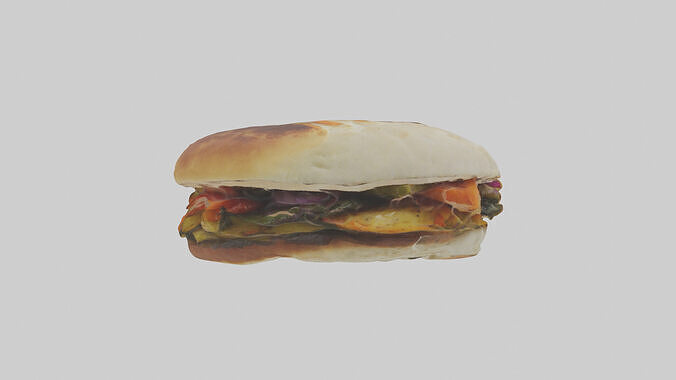 Roasted vegetable sandwich model Low-poly 3D model 3