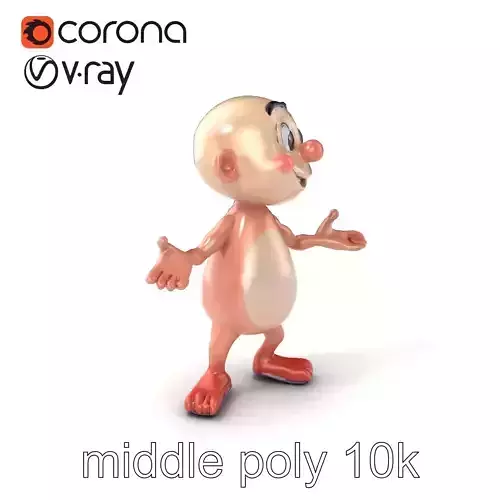 Cartoon Character Joyful Expression T-Pose model pack