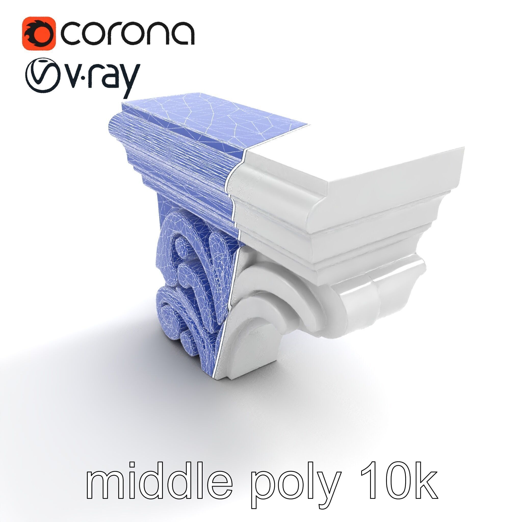 Intricate Ornamental Molding Relief model pack Low-poly 3D model_15