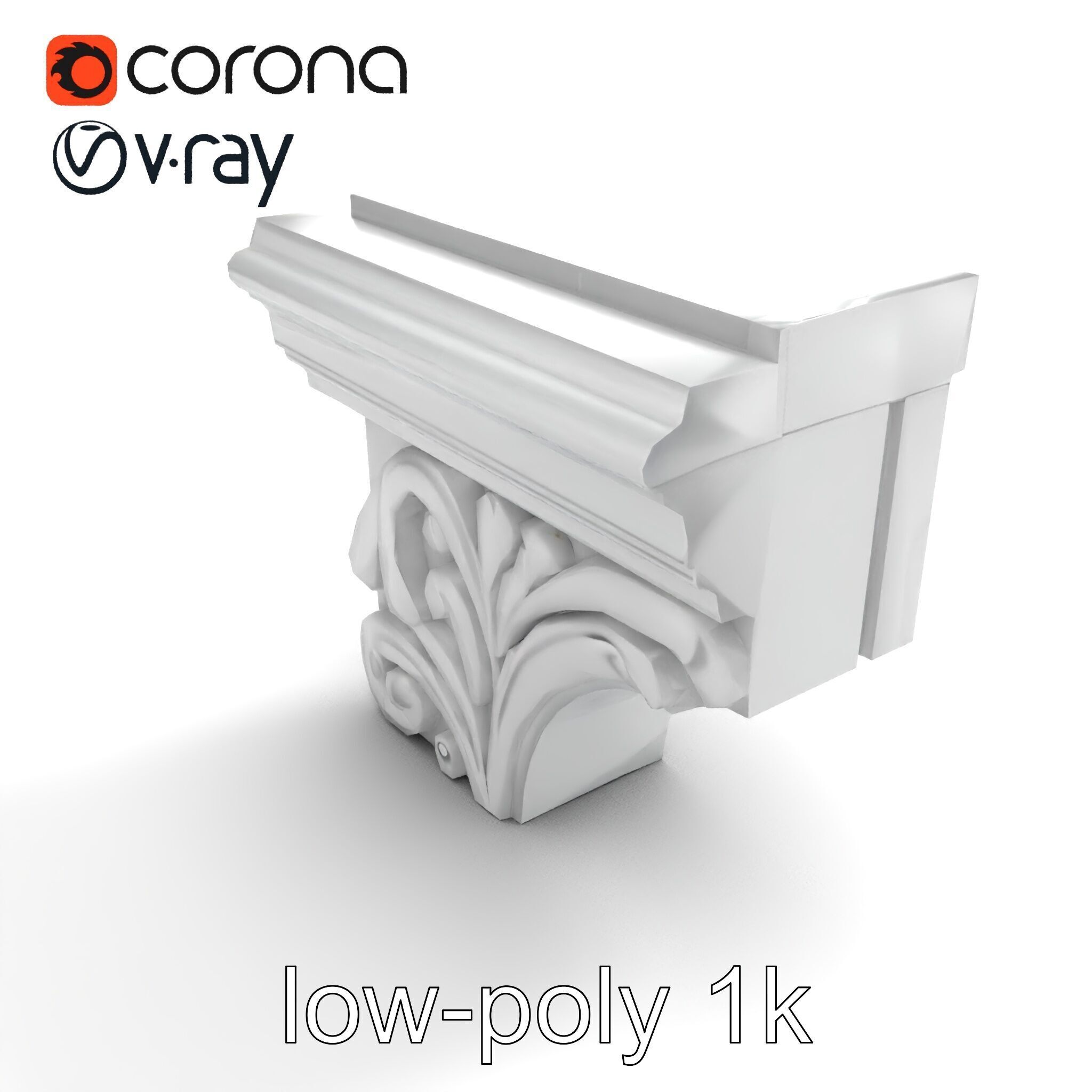 Intricate Ornamental Molding Relief model pack Low-poly 3D model_9