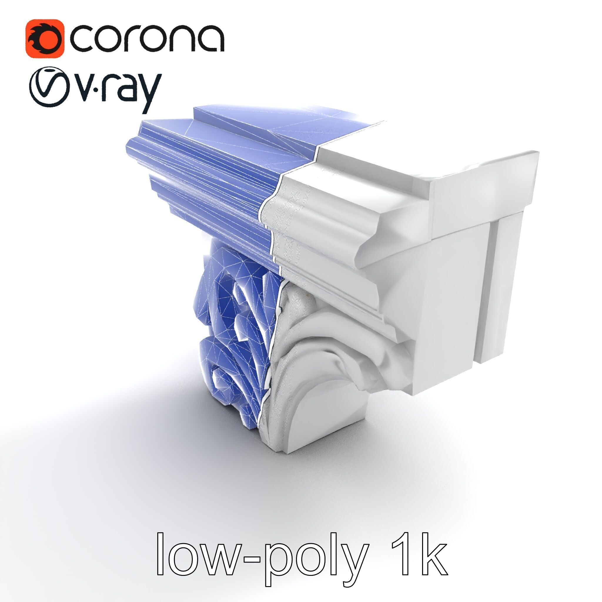 Intricate Ornamental Molding Relief model pack Low-poly 3D model_23