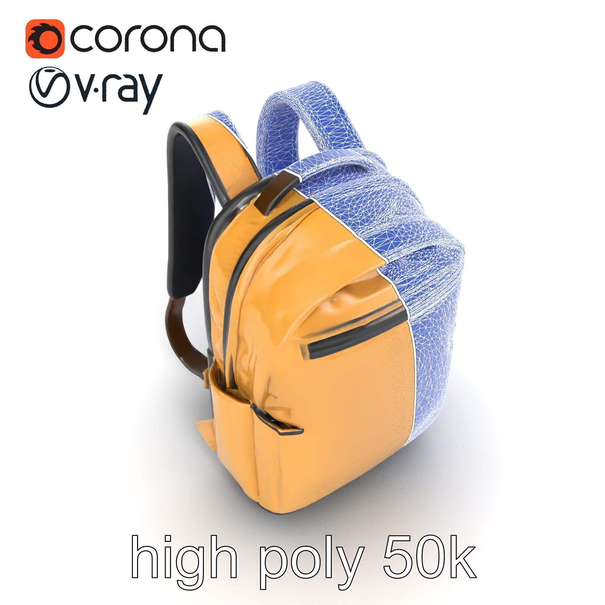 Minimalist Daypack Backpack Model Pack Low-poly 3D model_25