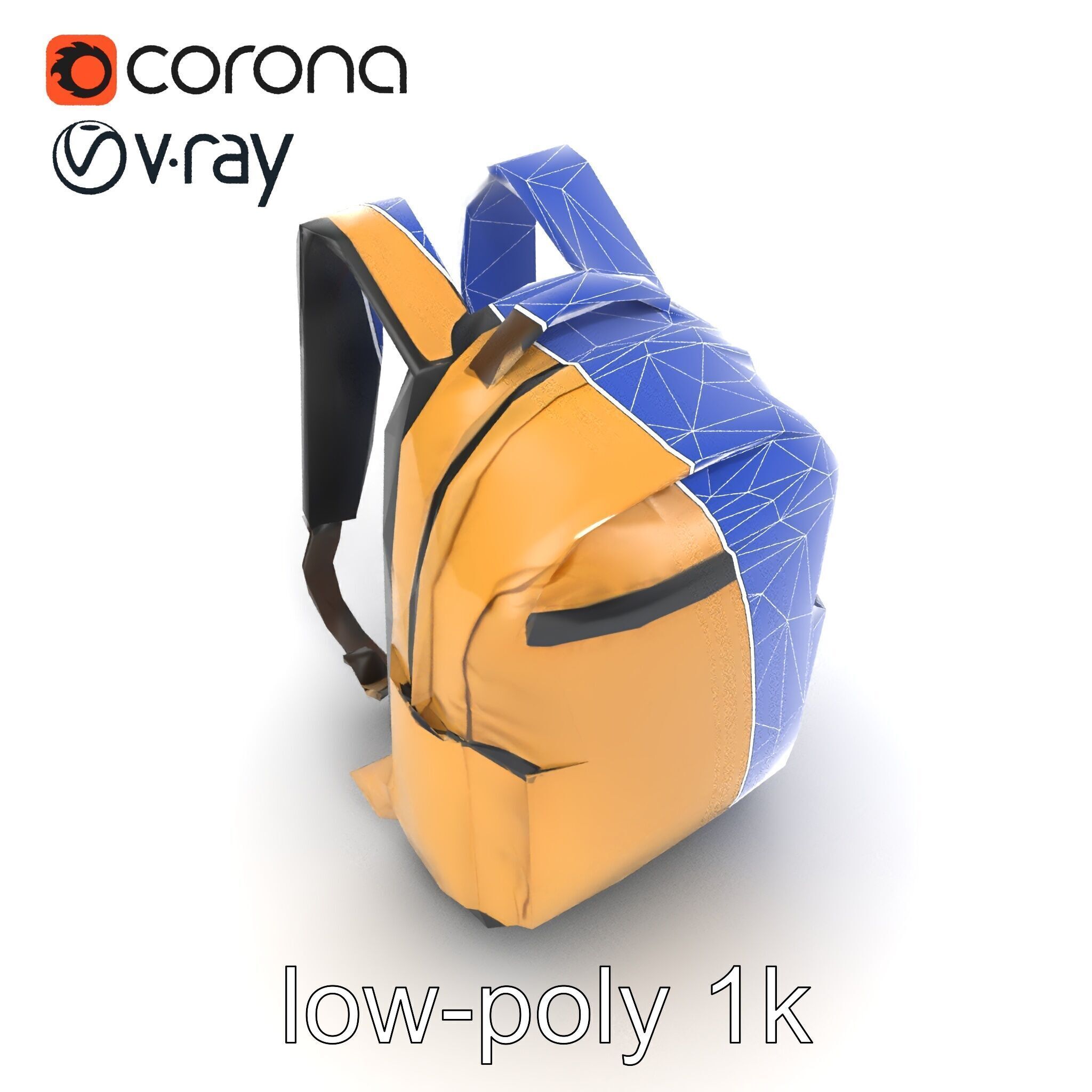 Minimalist Daypack Backpack Model Pack Low-poly 3D model_12