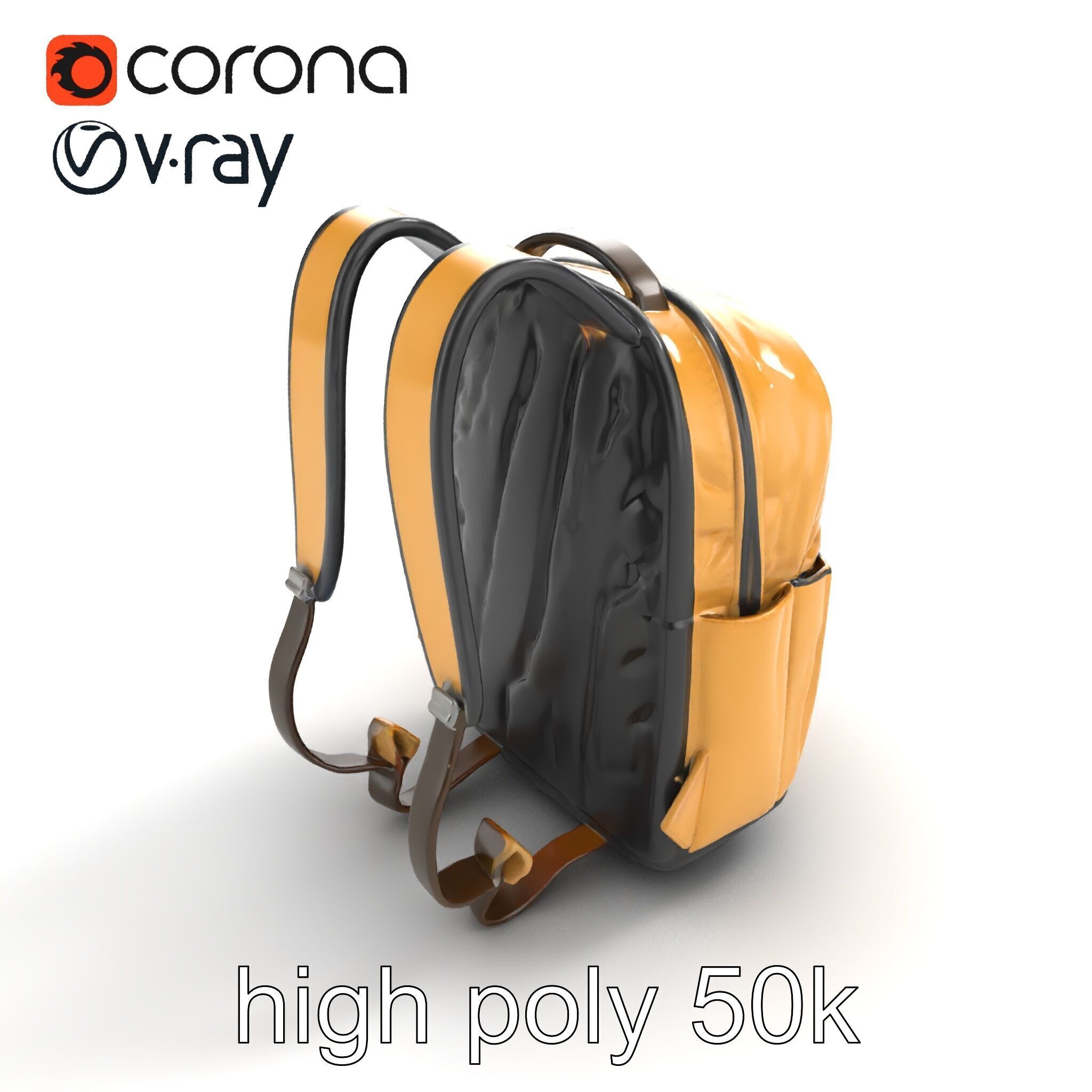 Minimalist Daypack Backpack Model Pack Low-poly 3D model_9