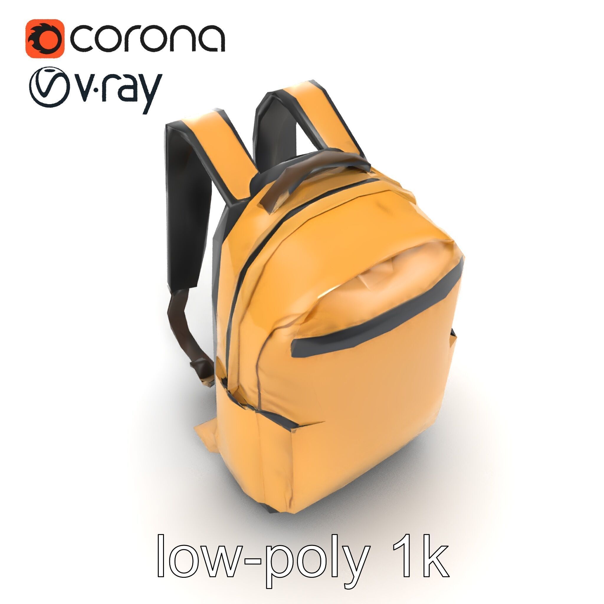 Minimalist Daypack Backpack Model Pack Low-poly 3D model_15