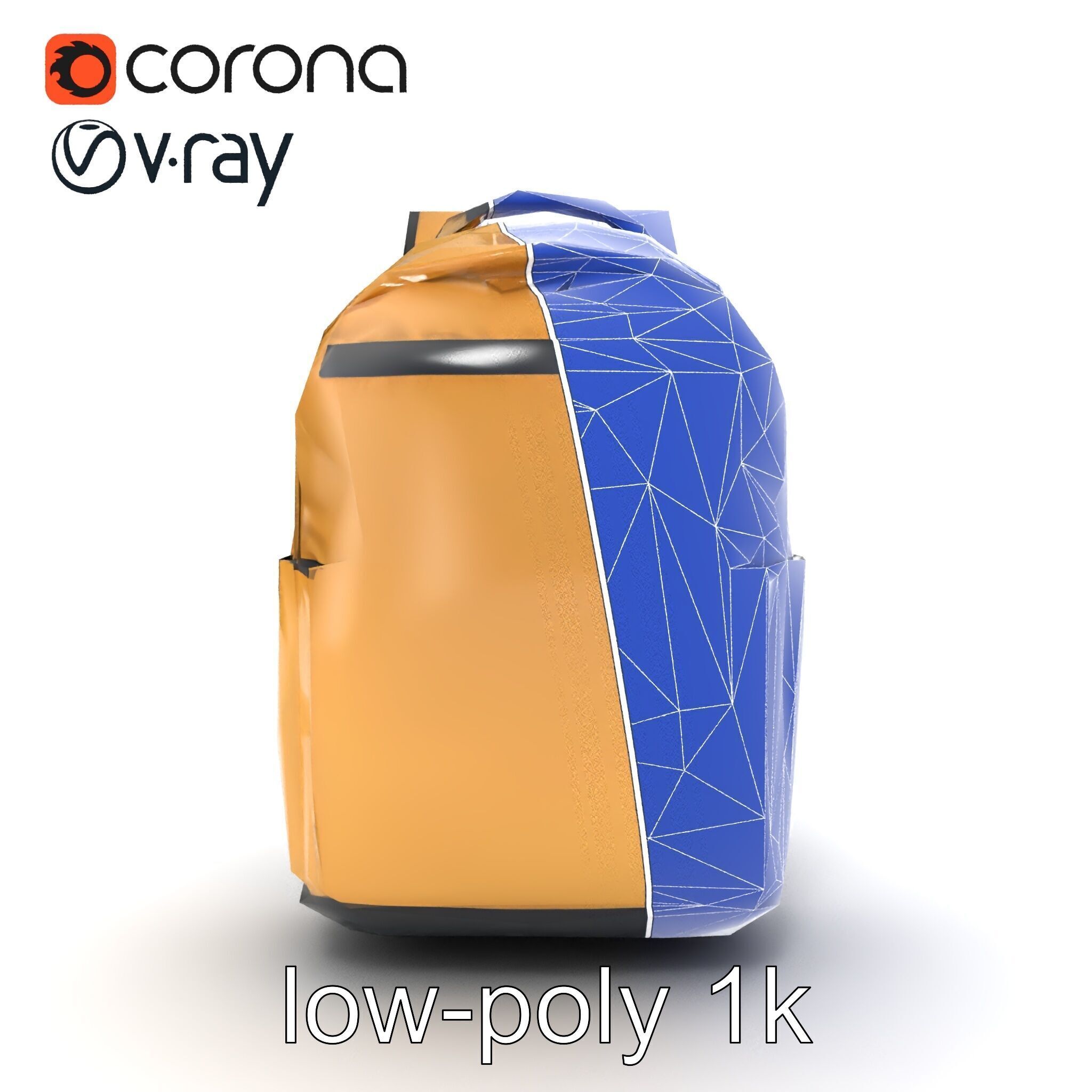Minimalist Daypack Backpack Model Pack Low-poly 3D model_19