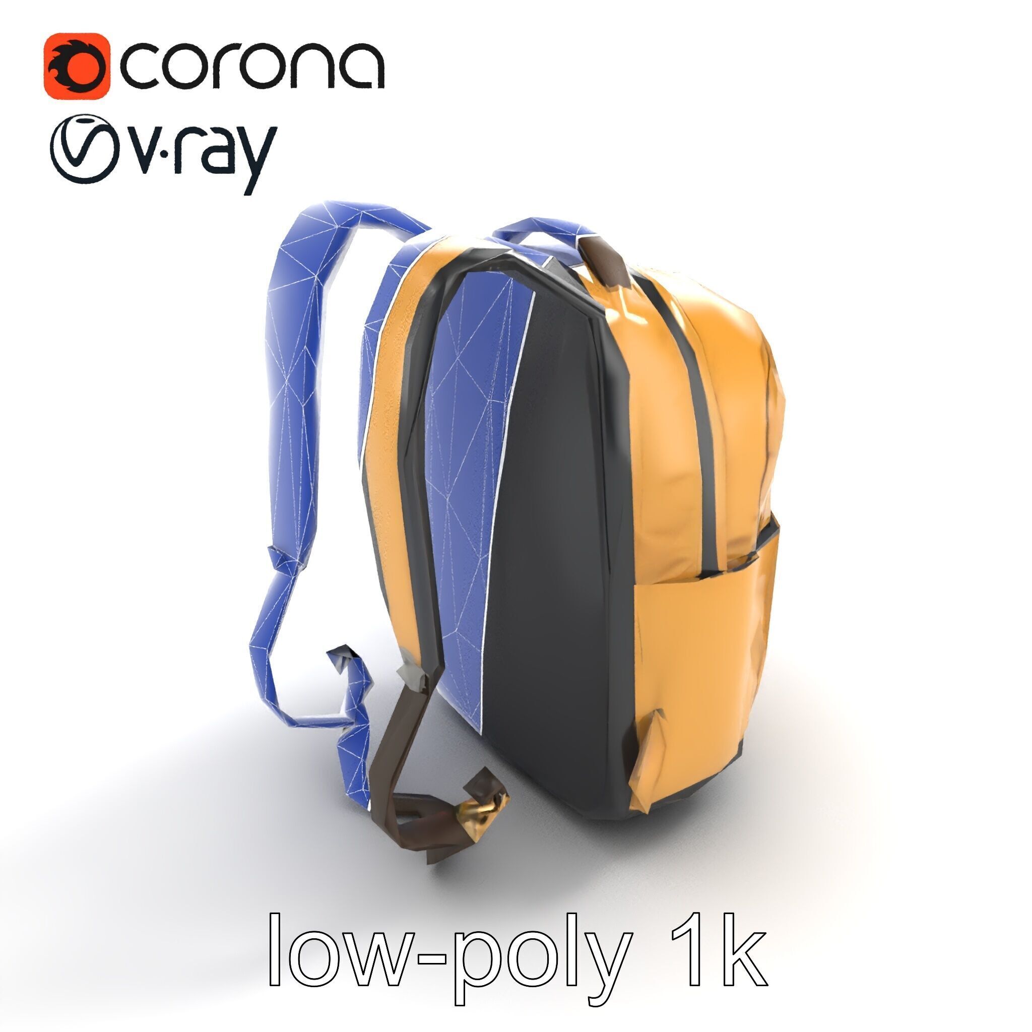 Minimalist Daypack Backpack Model Pack Low-poly 3D model_14