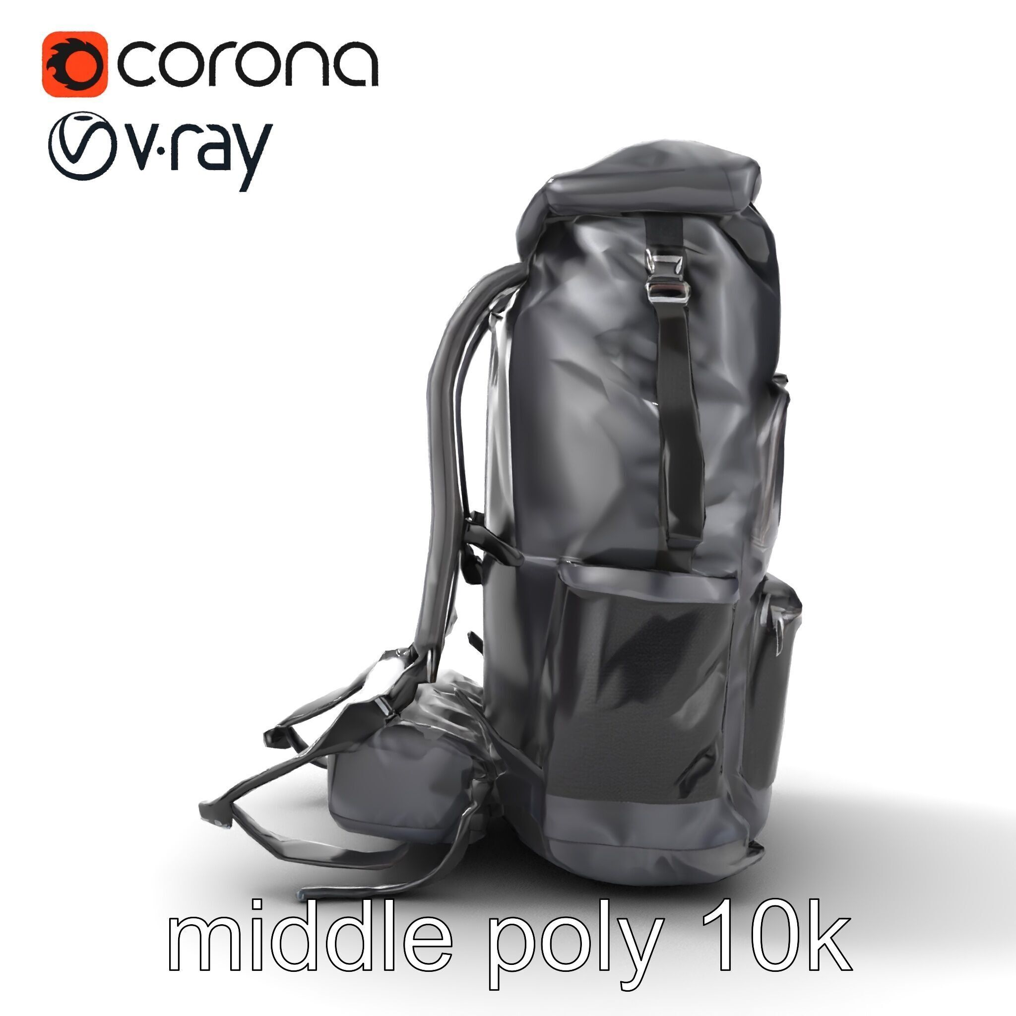 Waterproof Hiking Backpack model pack Low-poly 3D model_29