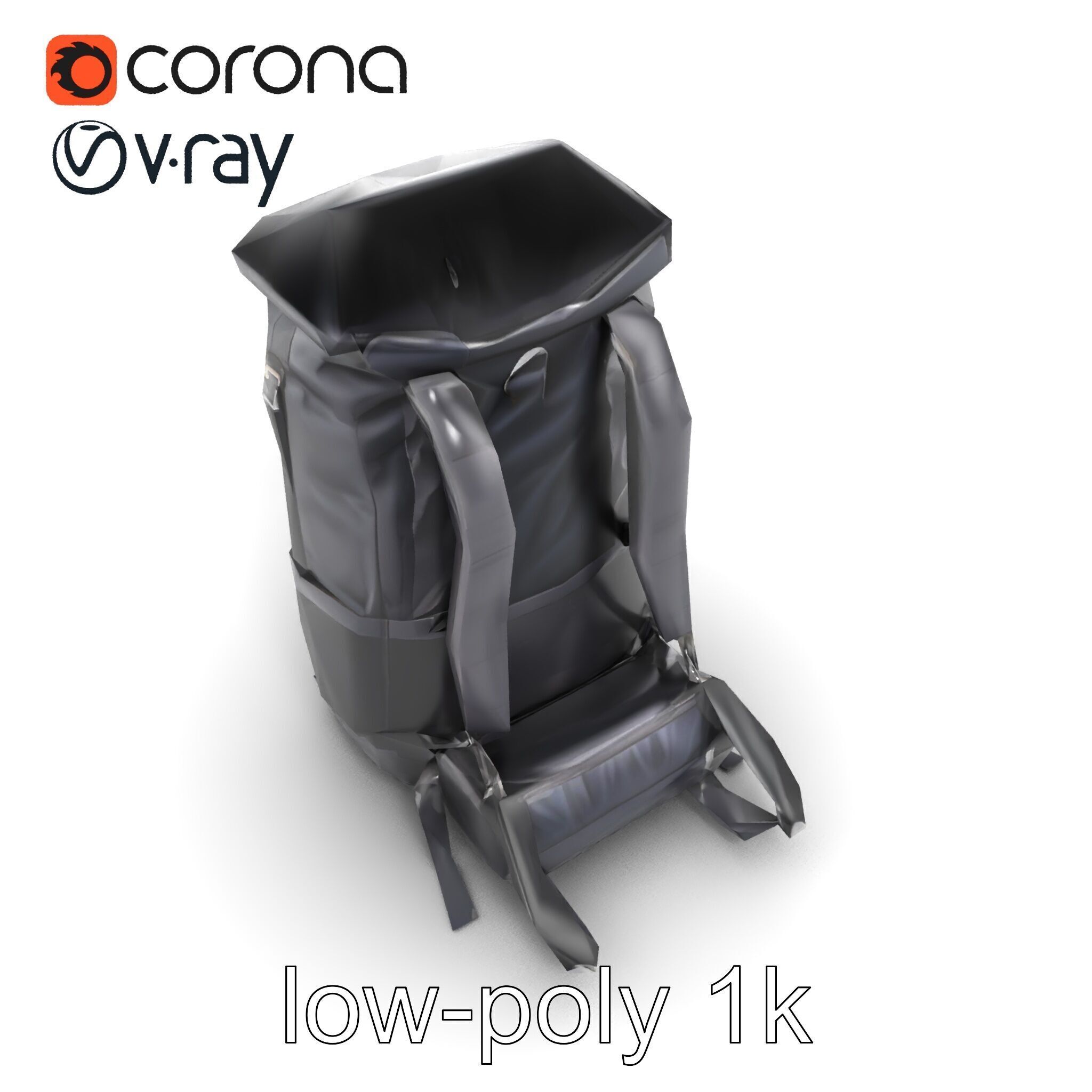Waterproof Hiking Backpack model pack Low-poly 3D model_11