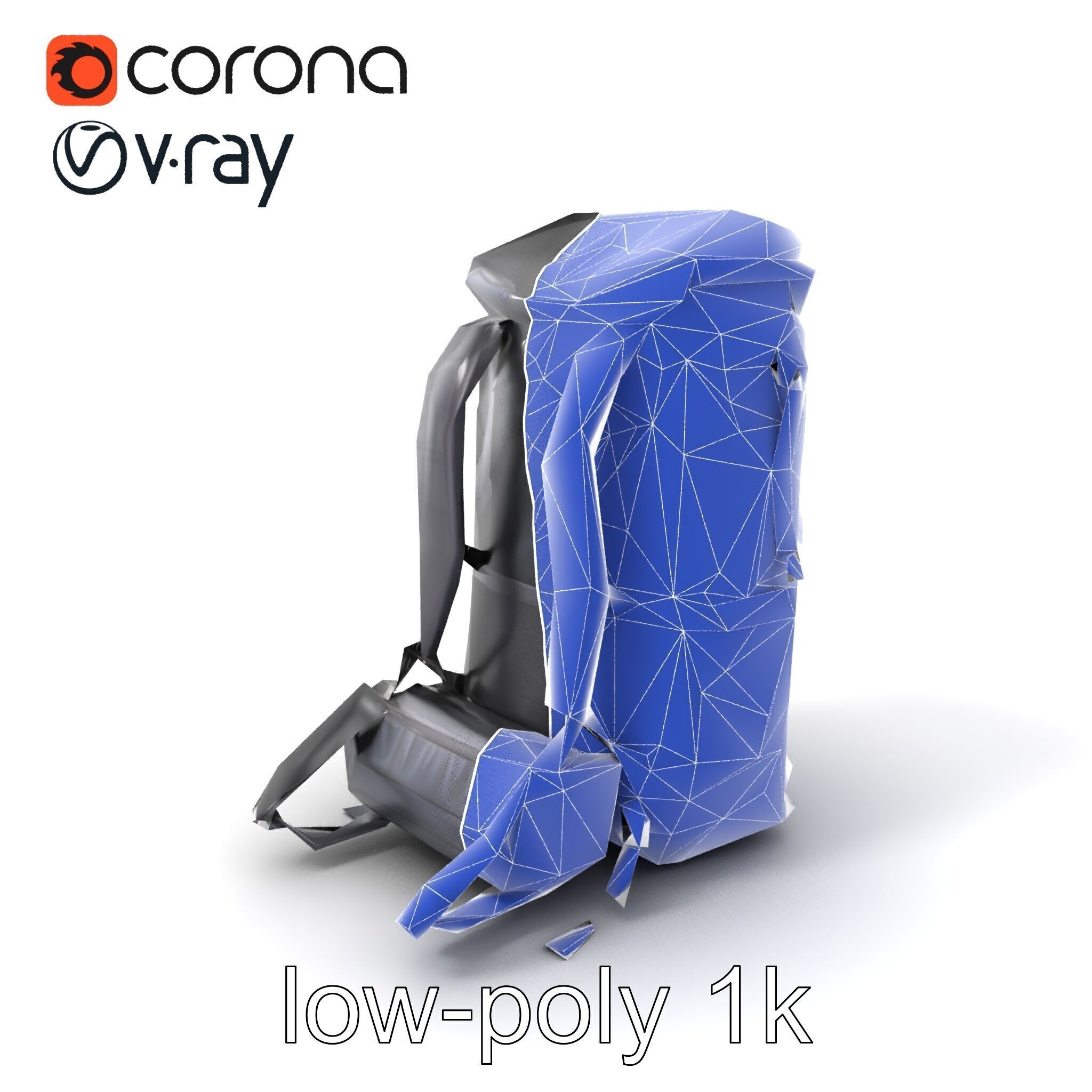 Waterproof Hiking Backpack model pack Low-poly 3D model_7