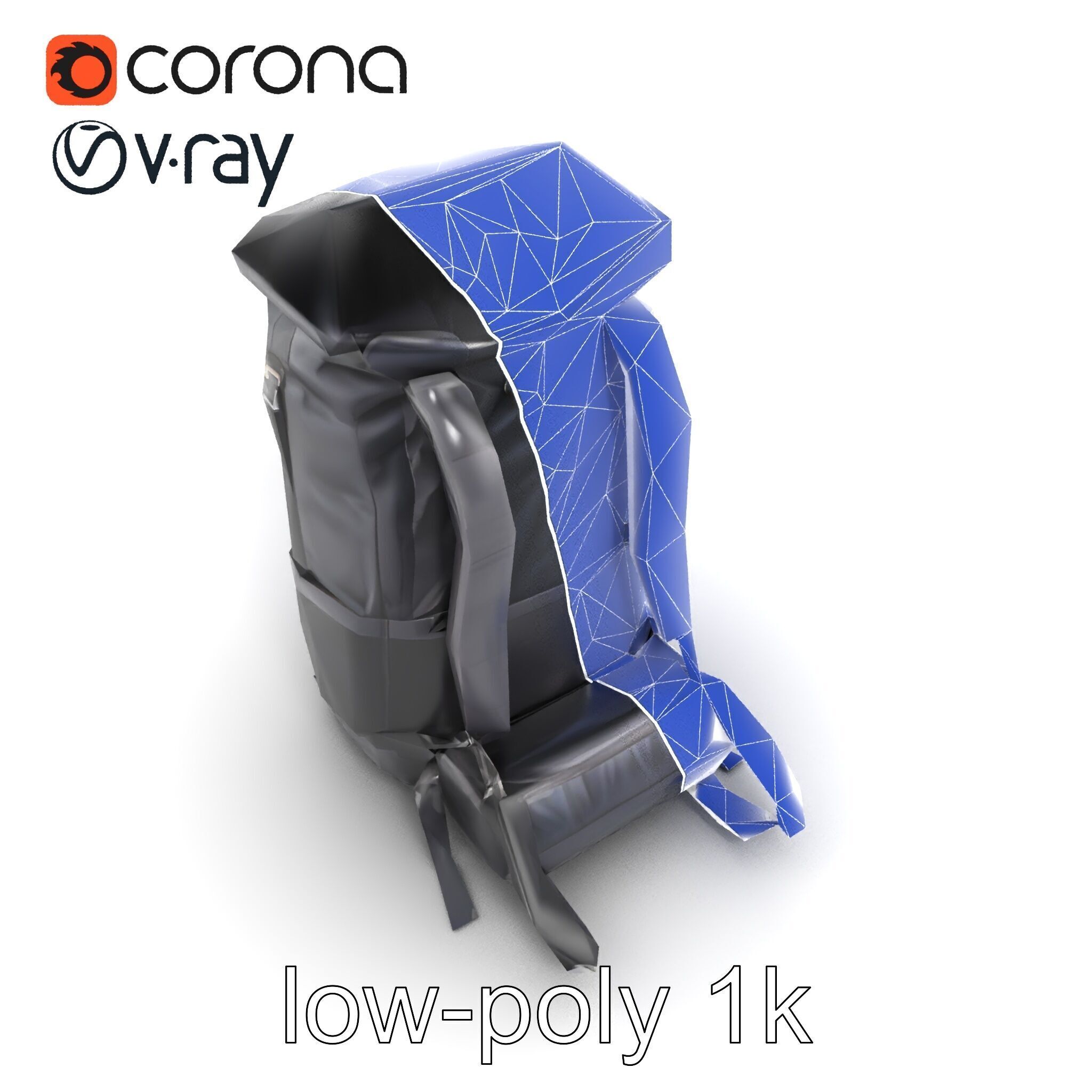 Waterproof Hiking Backpack model pack Low-poly 3D model_30
