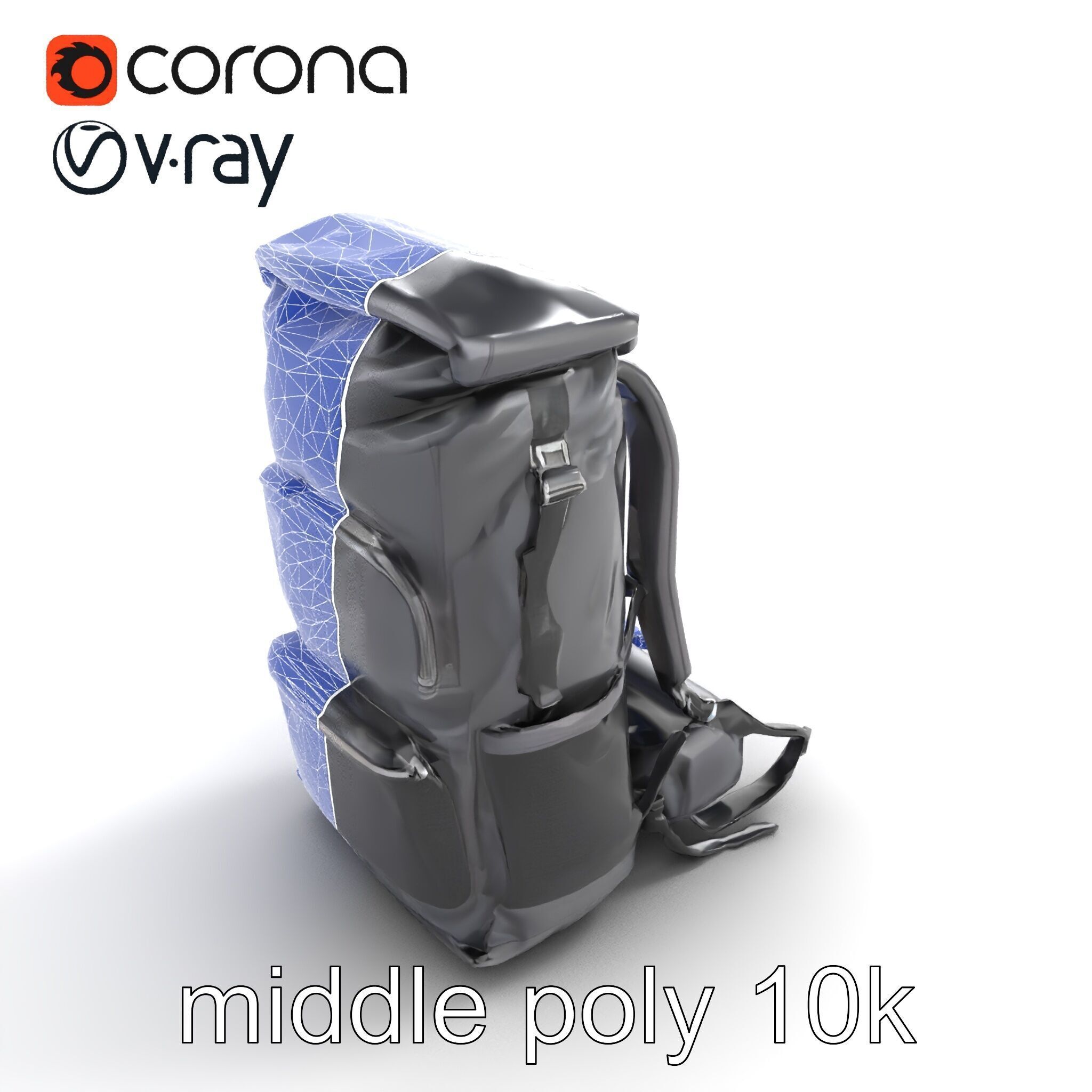 Waterproof Hiking Backpack model pack Low-poly 3D model_15