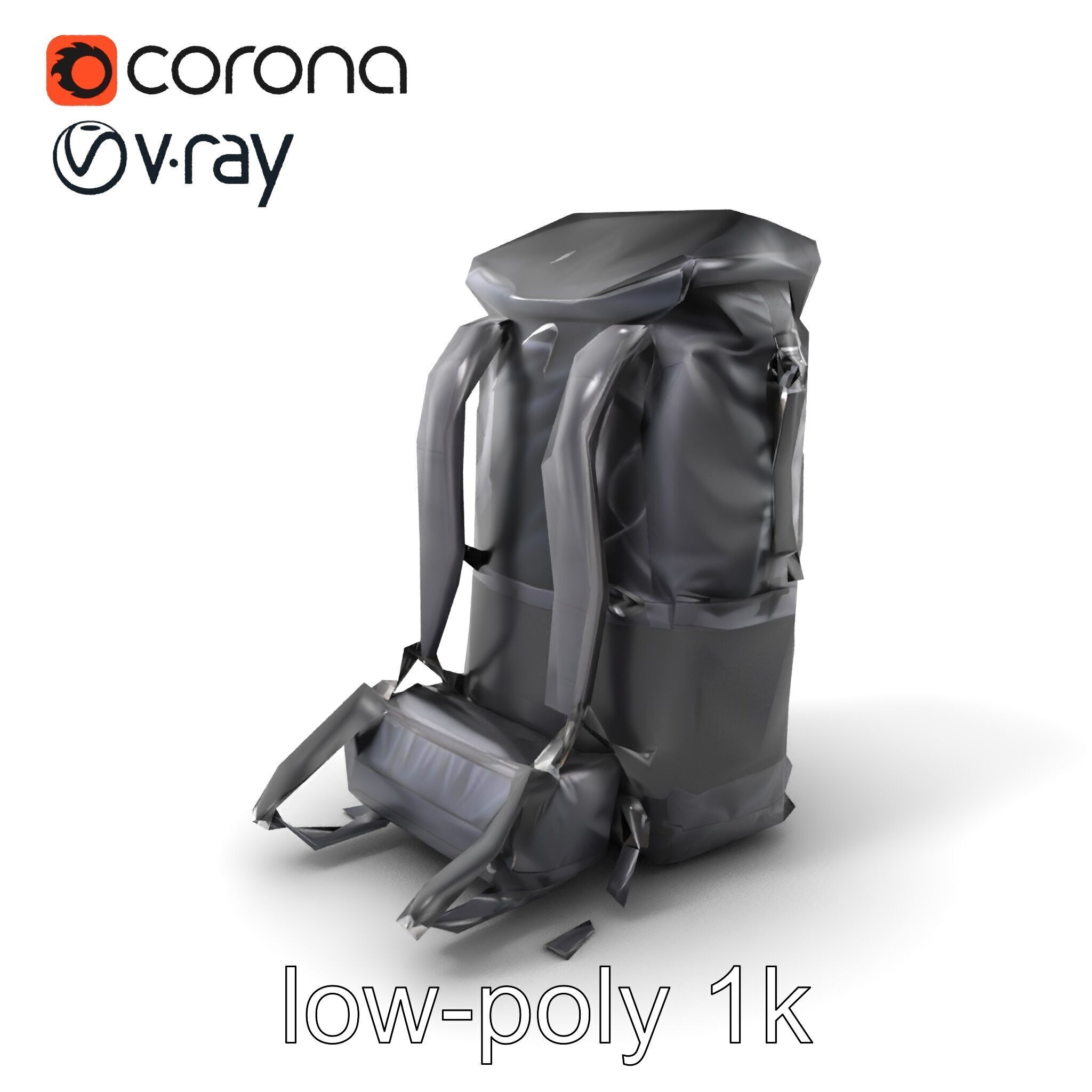 Waterproof Hiking Backpack model pack Low-poly 3D model_5