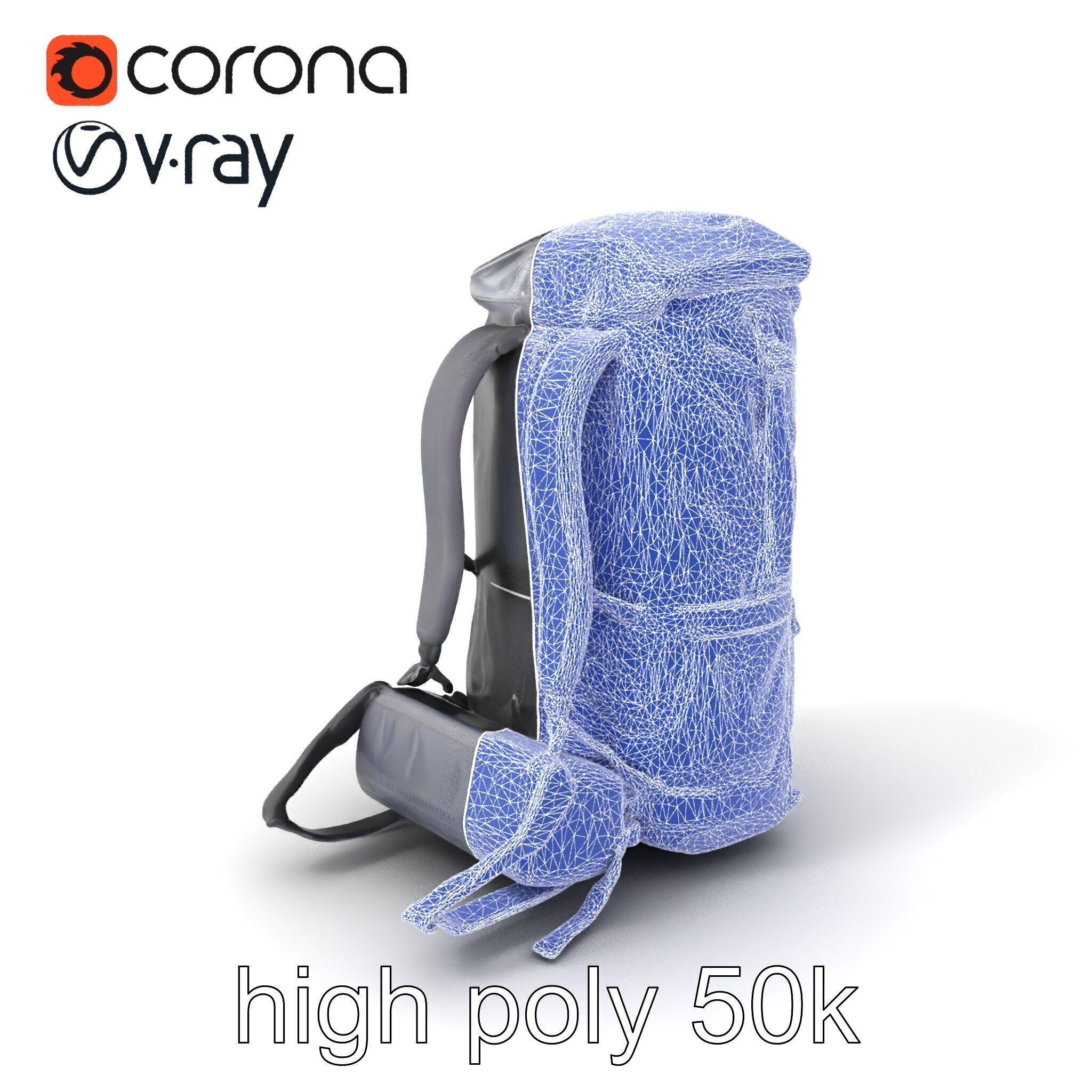 Waterproof Hiking Backpack model pack Low-poly 3D model_10