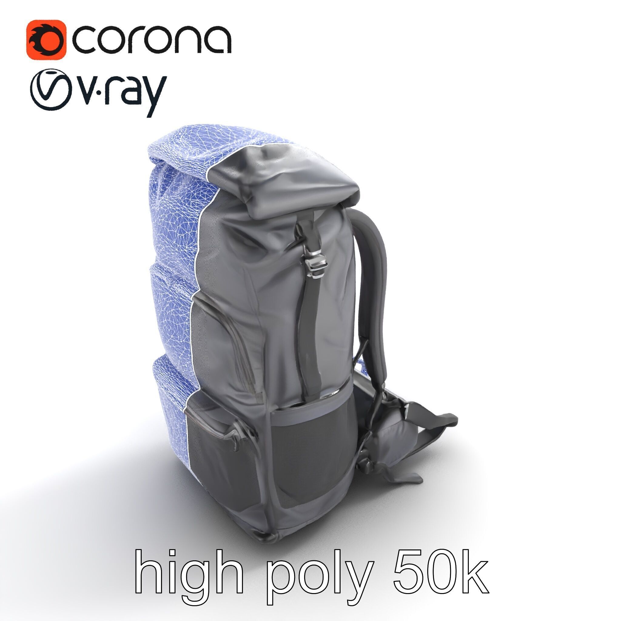 Waterproof Hiking Backpack model pack Low-poly 3D model_14