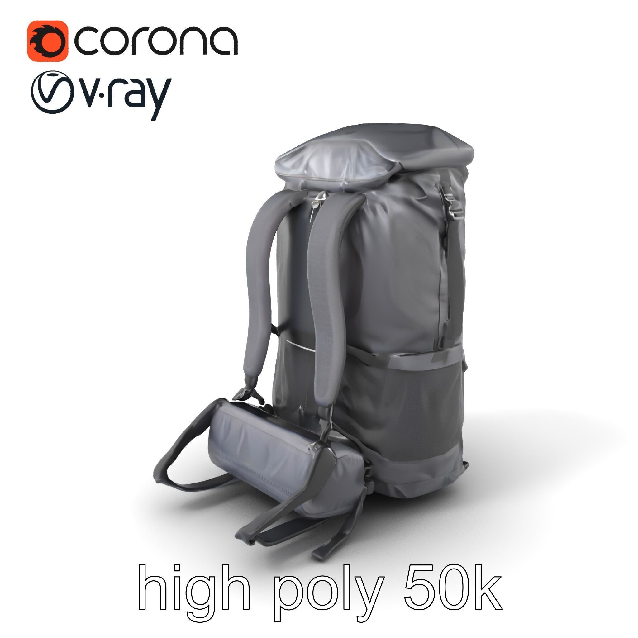 Waterproof Hiking Backpack model pack Low-poly 3D model_2