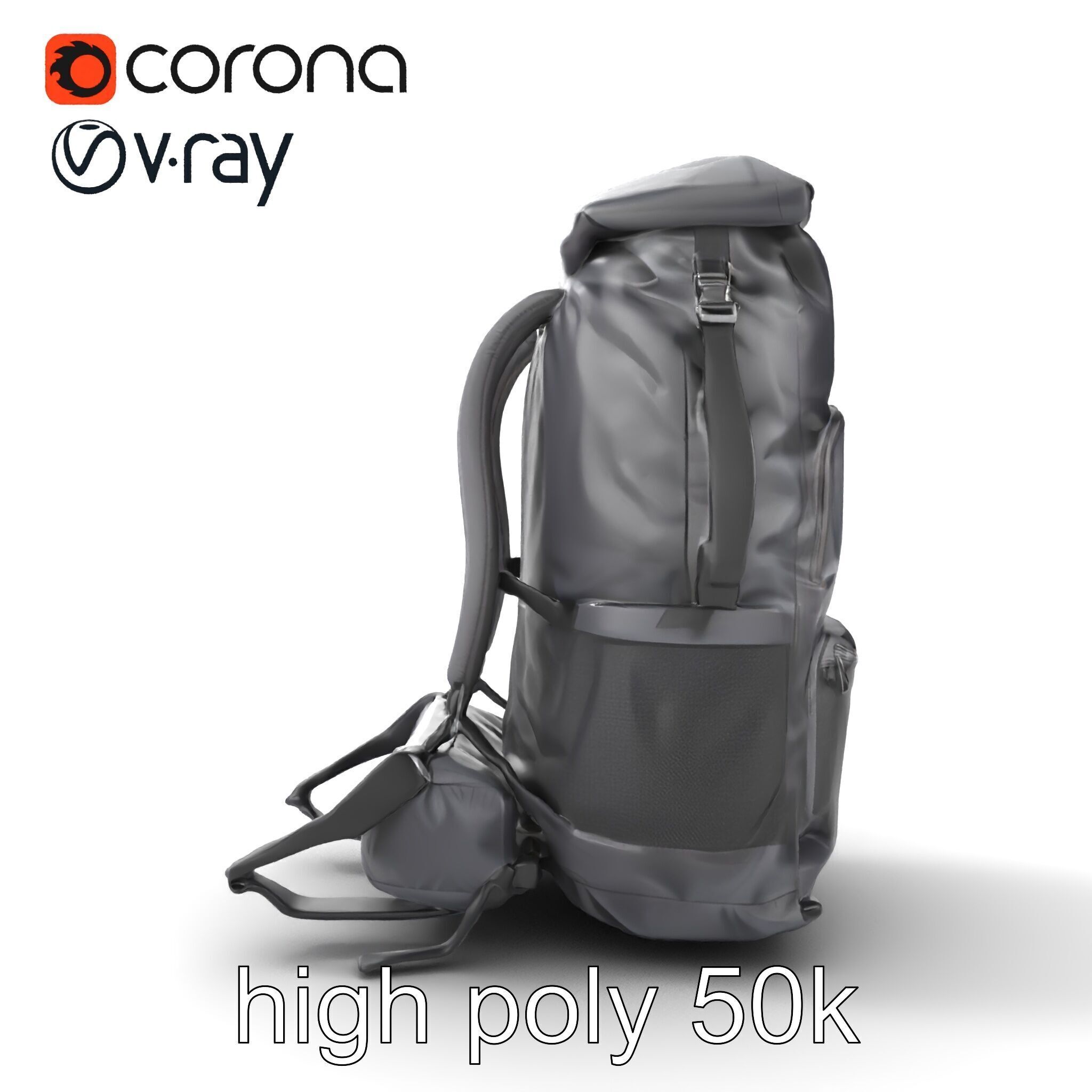Waterproof Hiking Backpack model pack Low-poly 3D model_27