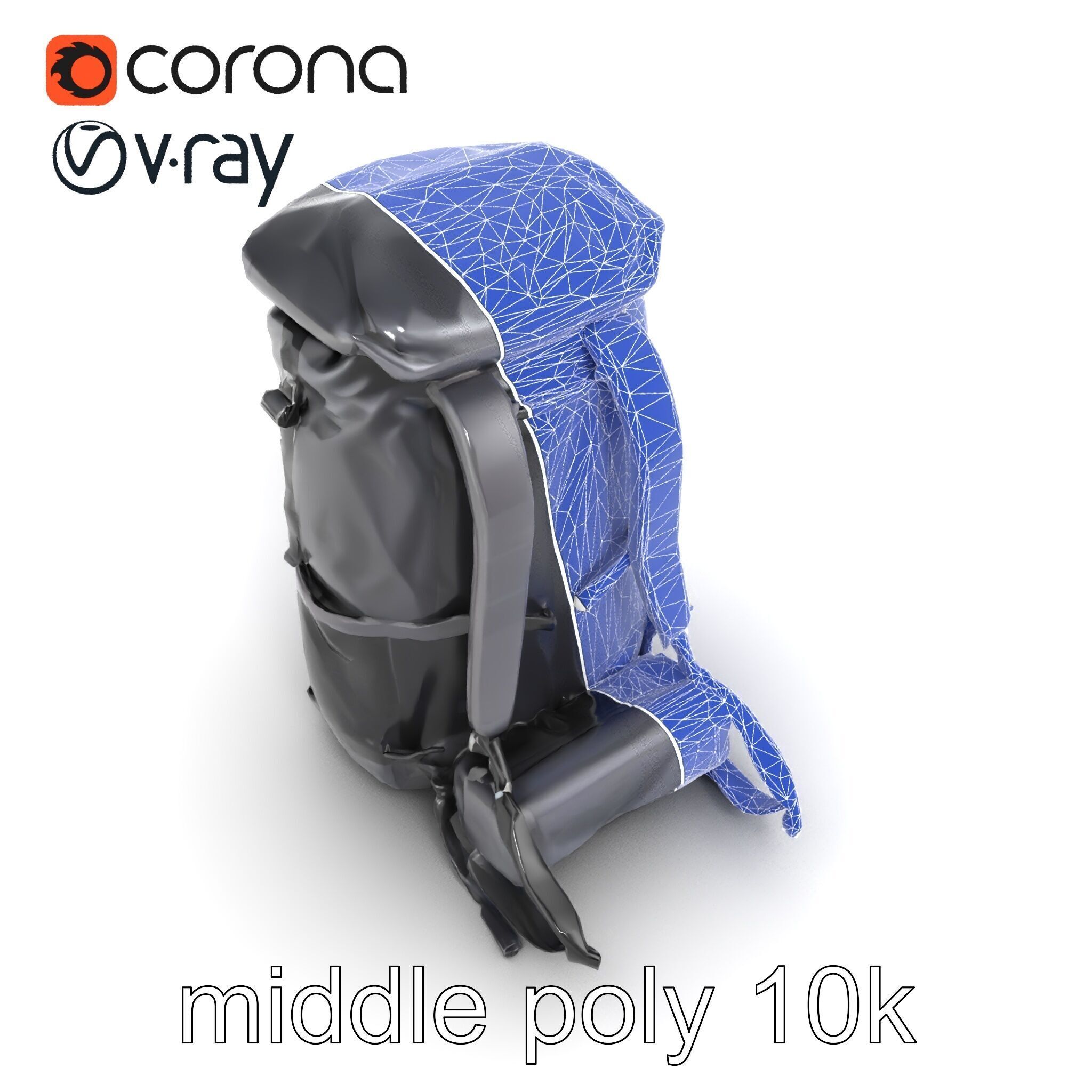 Waterproof Hiking Backpack model pack Low-poly 3D model_12