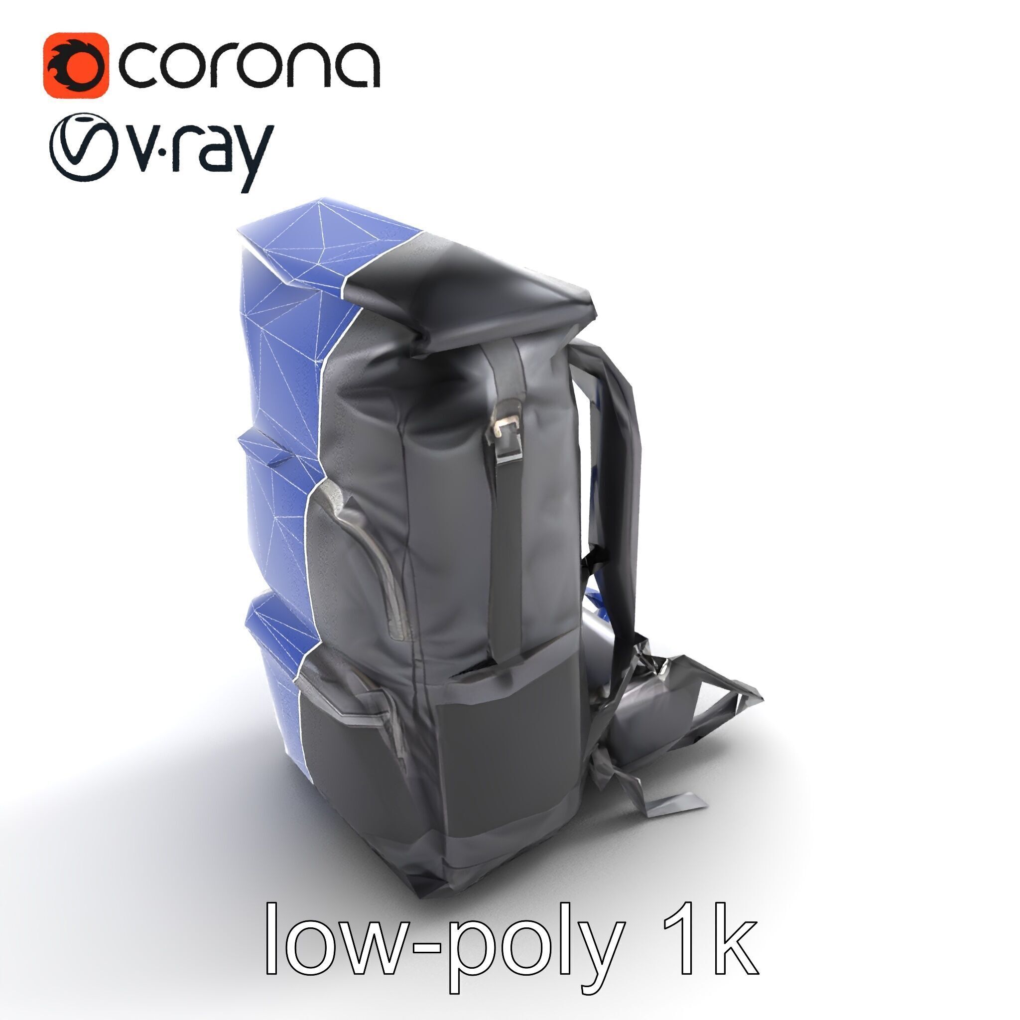 Waterproof Hiking Backpack model pack Low-poly 3D model_28