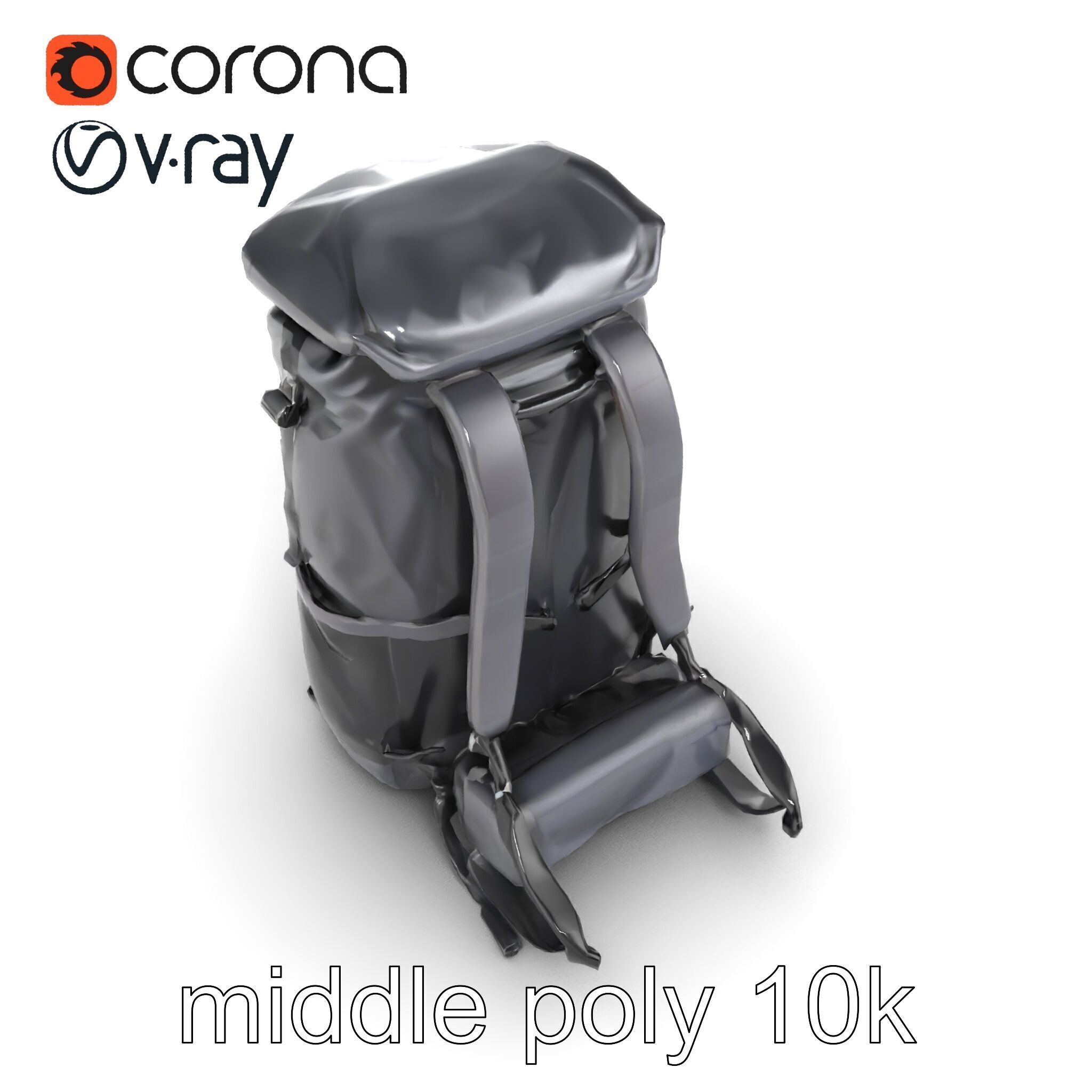 Waterproof Hiking Backpack model pack Low-poly 3D model_13